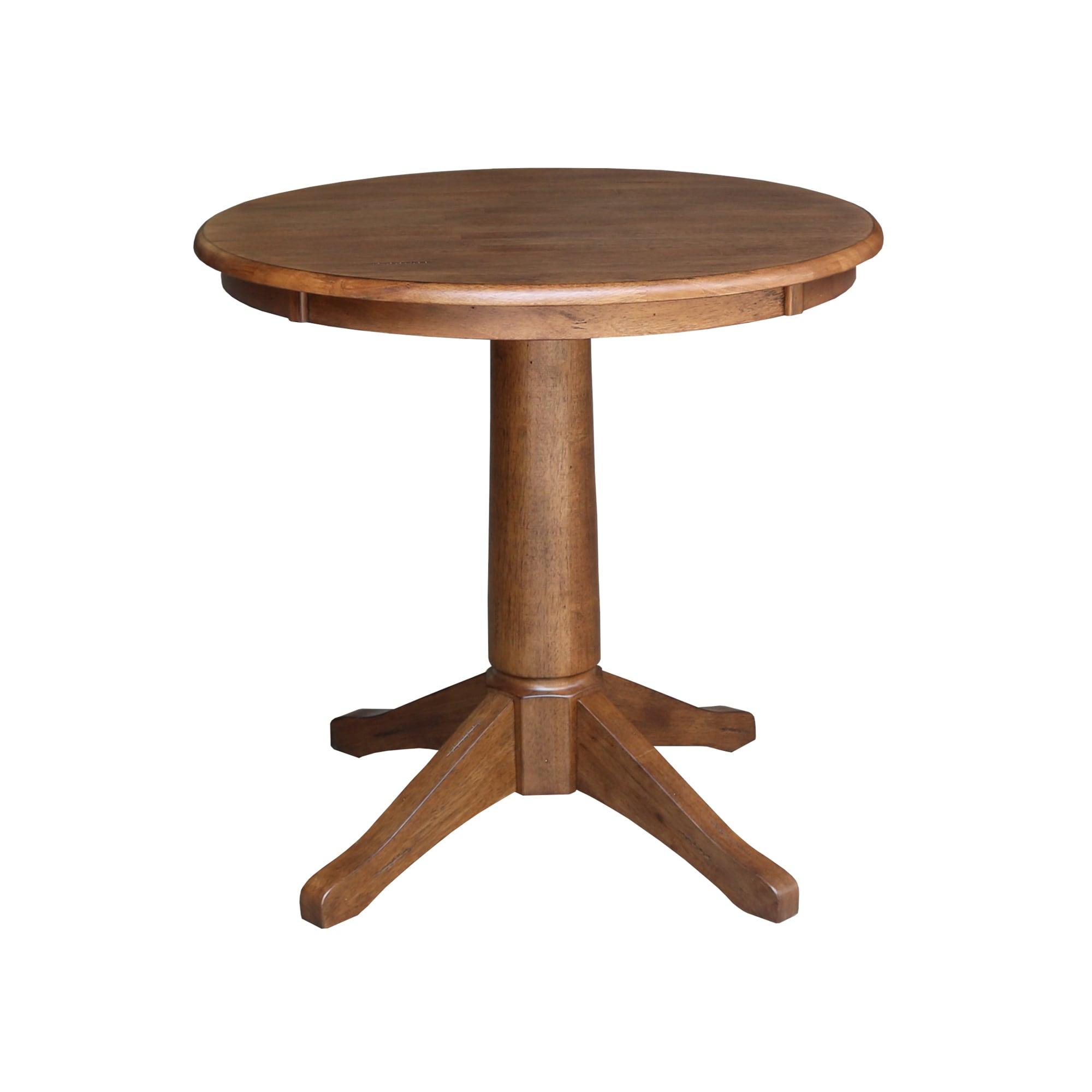 29.9" Dining Tables Laughlin Round Top Pedestal Distressed Oak - International Concepts: Hardwood, 2-Seater
