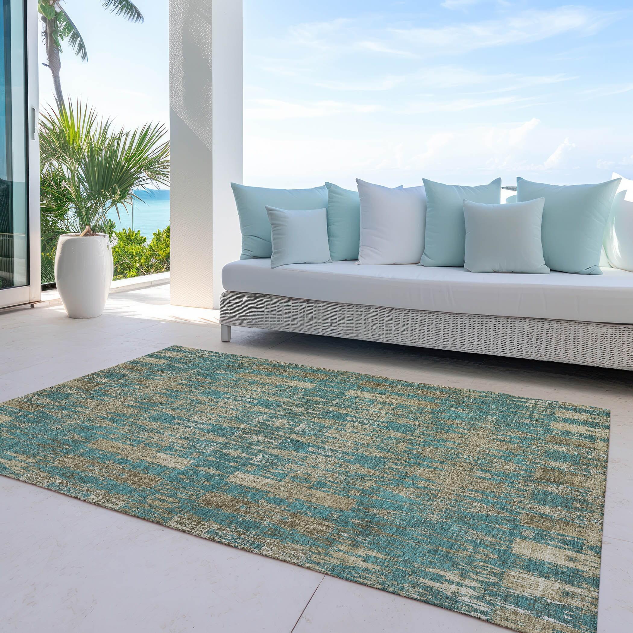 Addison Rugs Machine Washable Indoor/ Outdoor Chantille Moroccan Boho Rug Teal - 5' x 7'6"