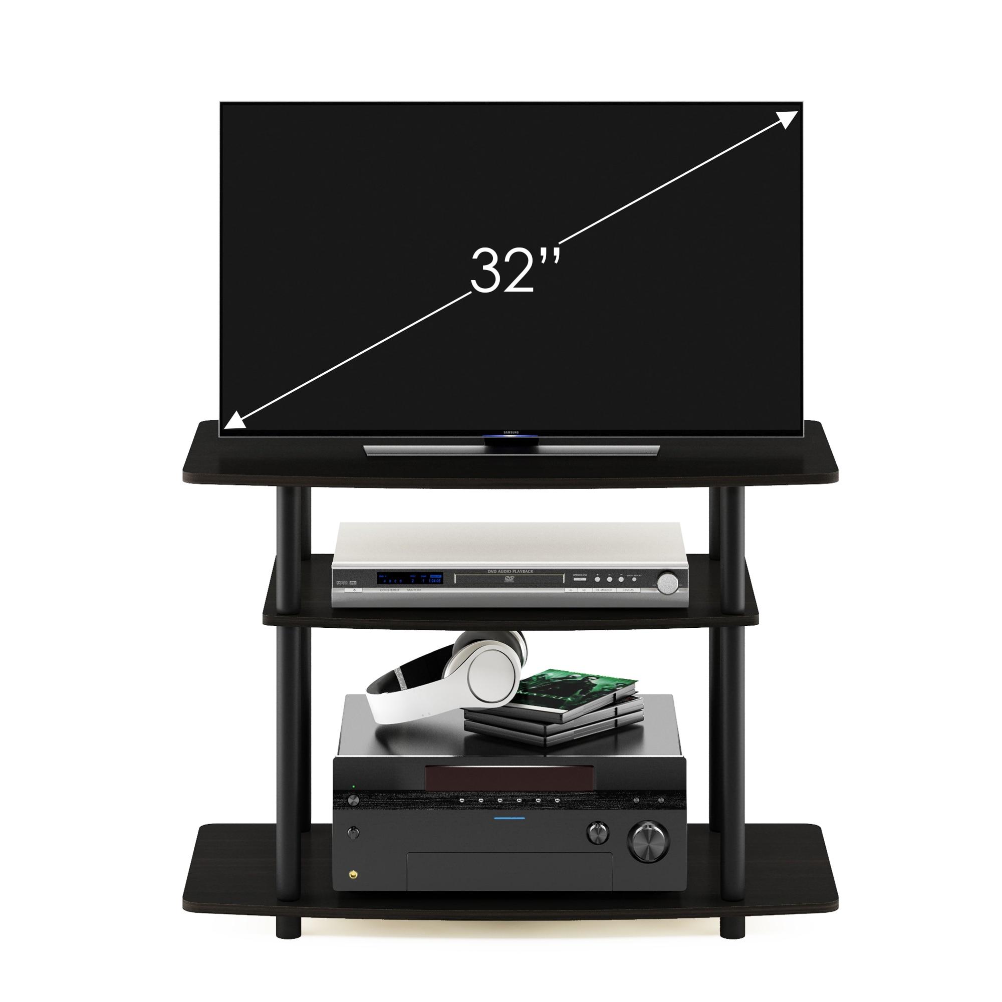 Furinno 3-Tier TV Stand Console Table for TV's up to 32" Media Entertainment Center No Tools Espresso/Black