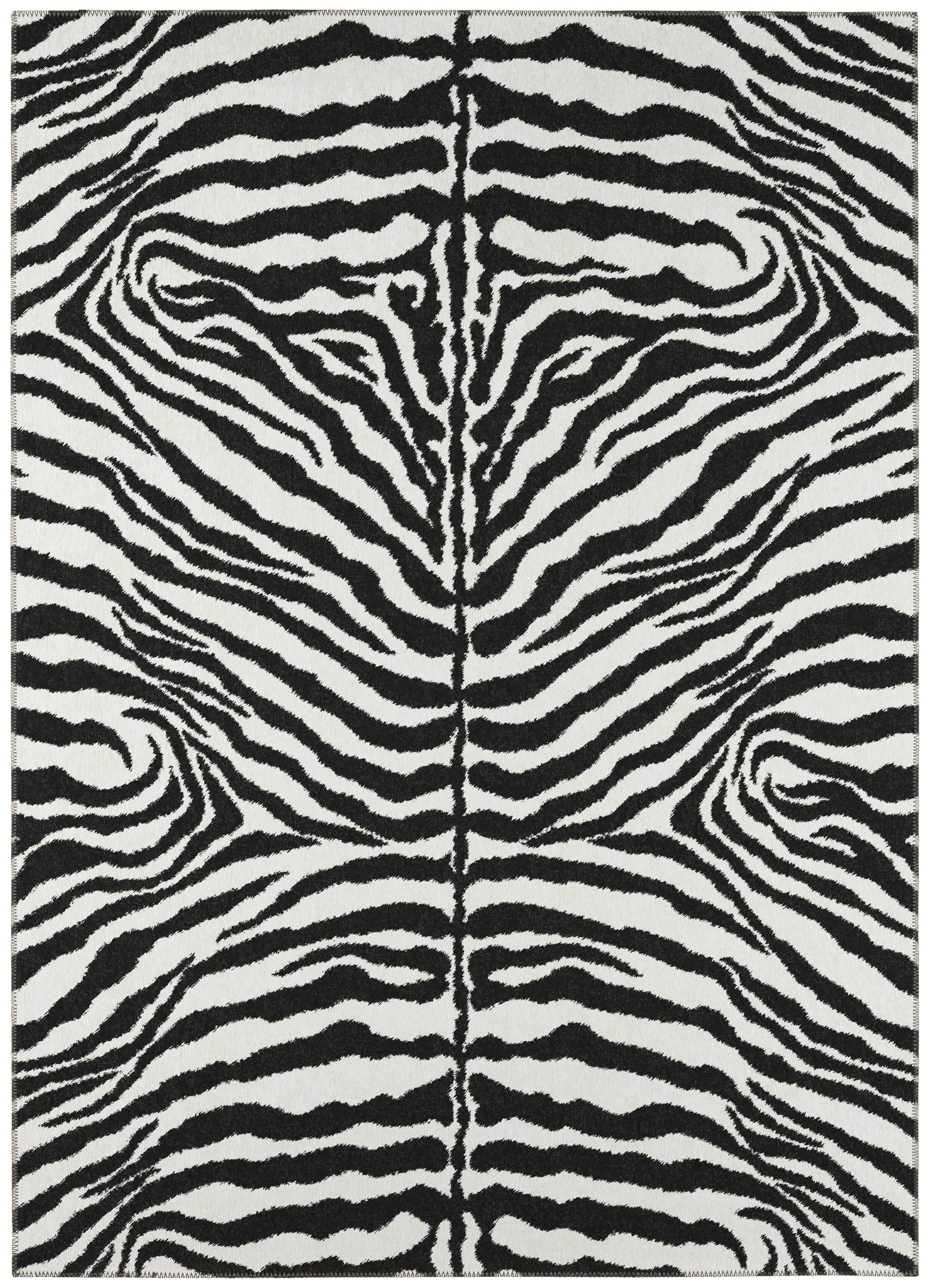 Addison Rugs Addison Indoor/ Outdoor Safari Zebra Animal Print Washable Area Rug 3' x 5' - Pearl