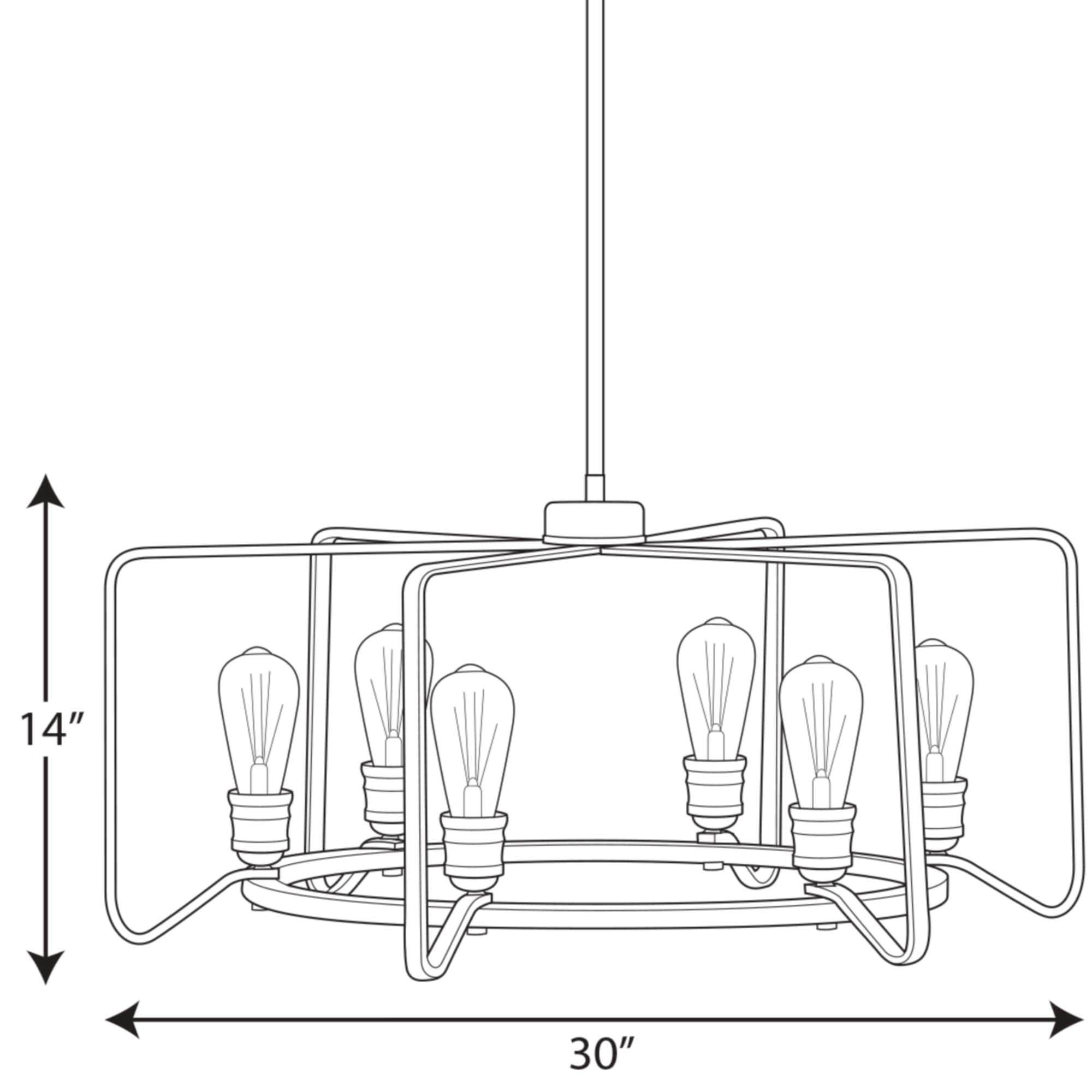P400154-071-Progress Lighting-Foster - Chandeliers Light - 6 Light in Farmhouse style - 30 Inches wide by 14 Inches high -Traditional Installation