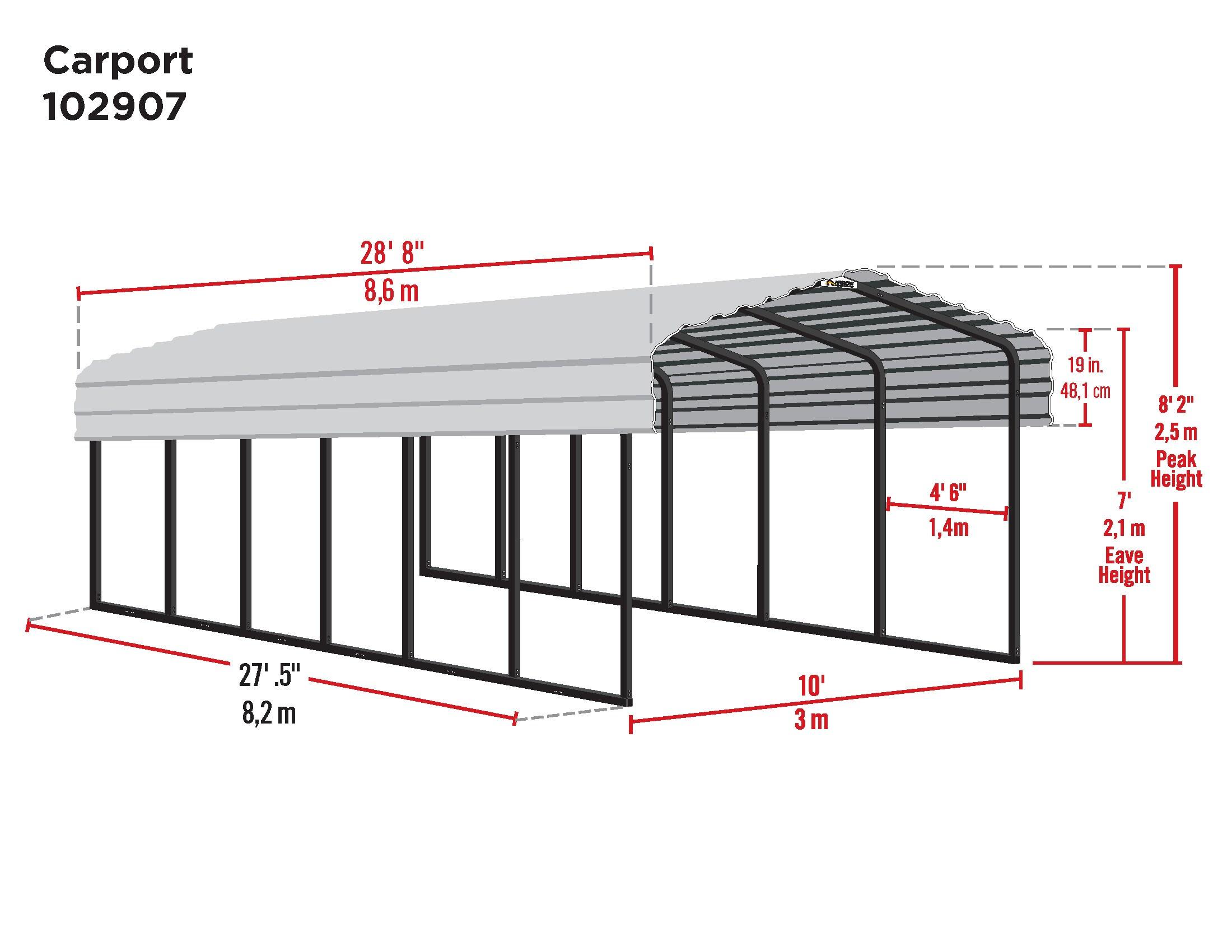 Arrow Arrow Galvanized Steel Carport