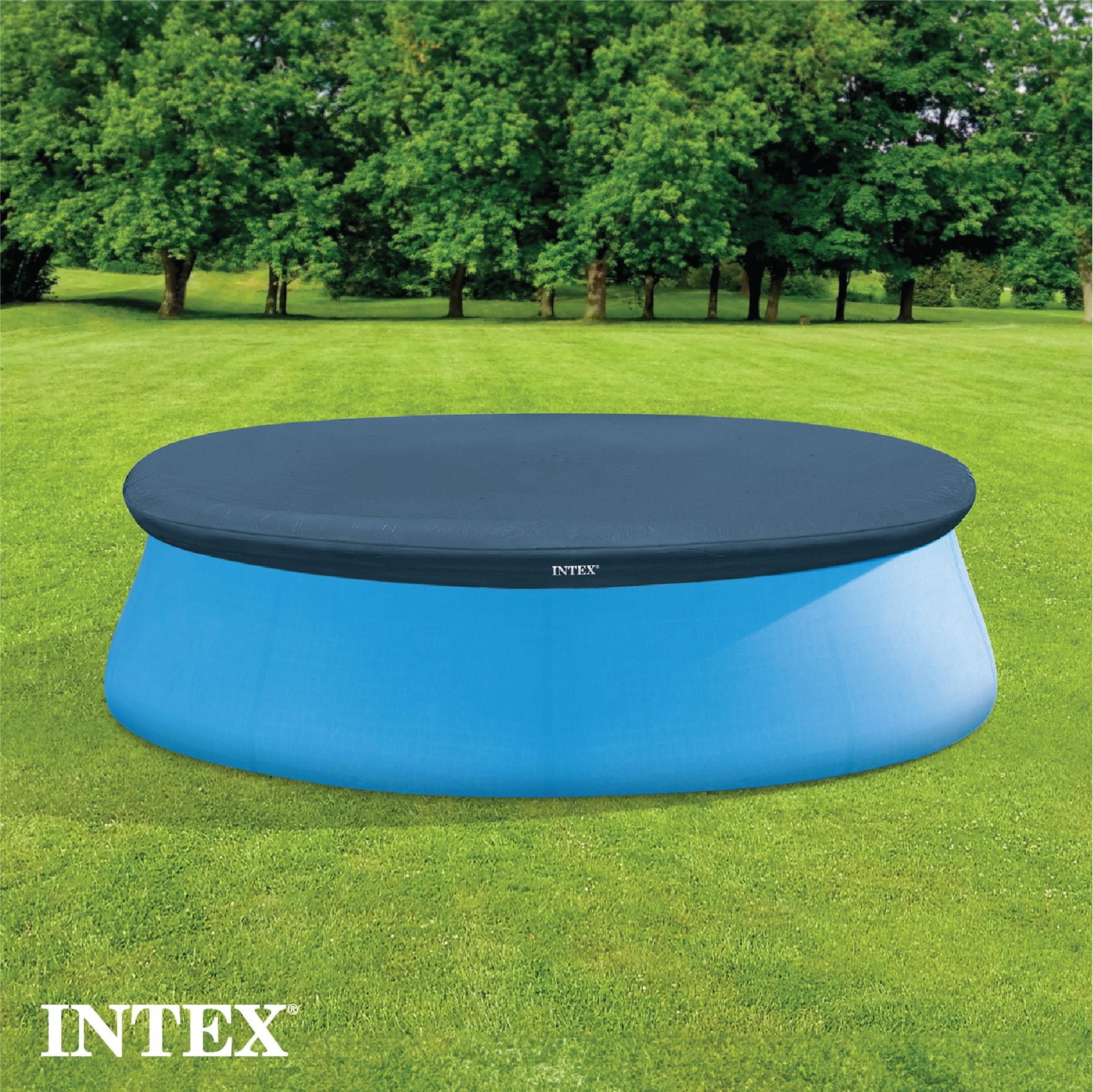 Intex Swim Center Inflatable Family Lounge Pool with Built In Bench and 8' Cover