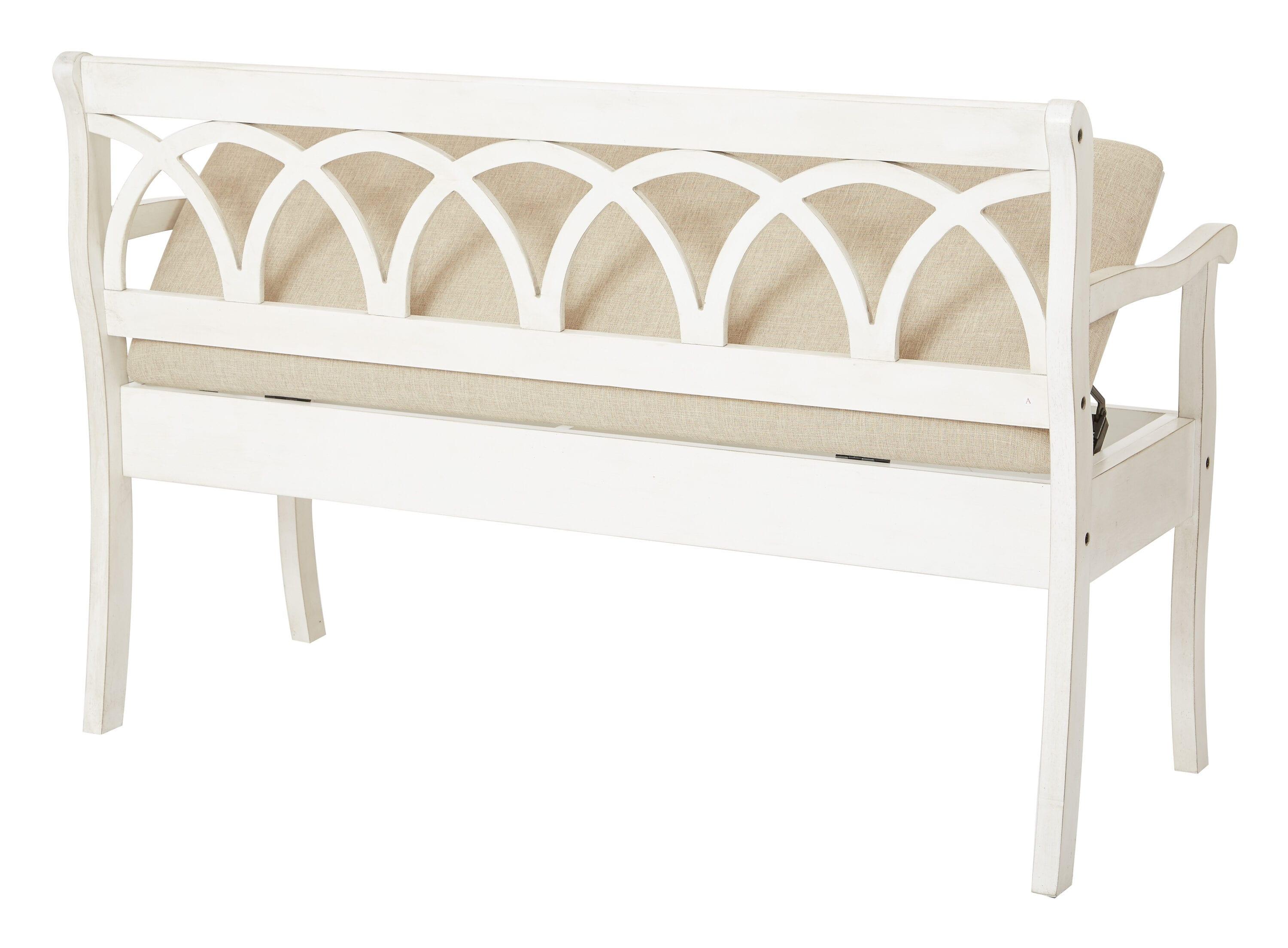 Cozy White Plush Cushion Entry Bench with Hidden Storage