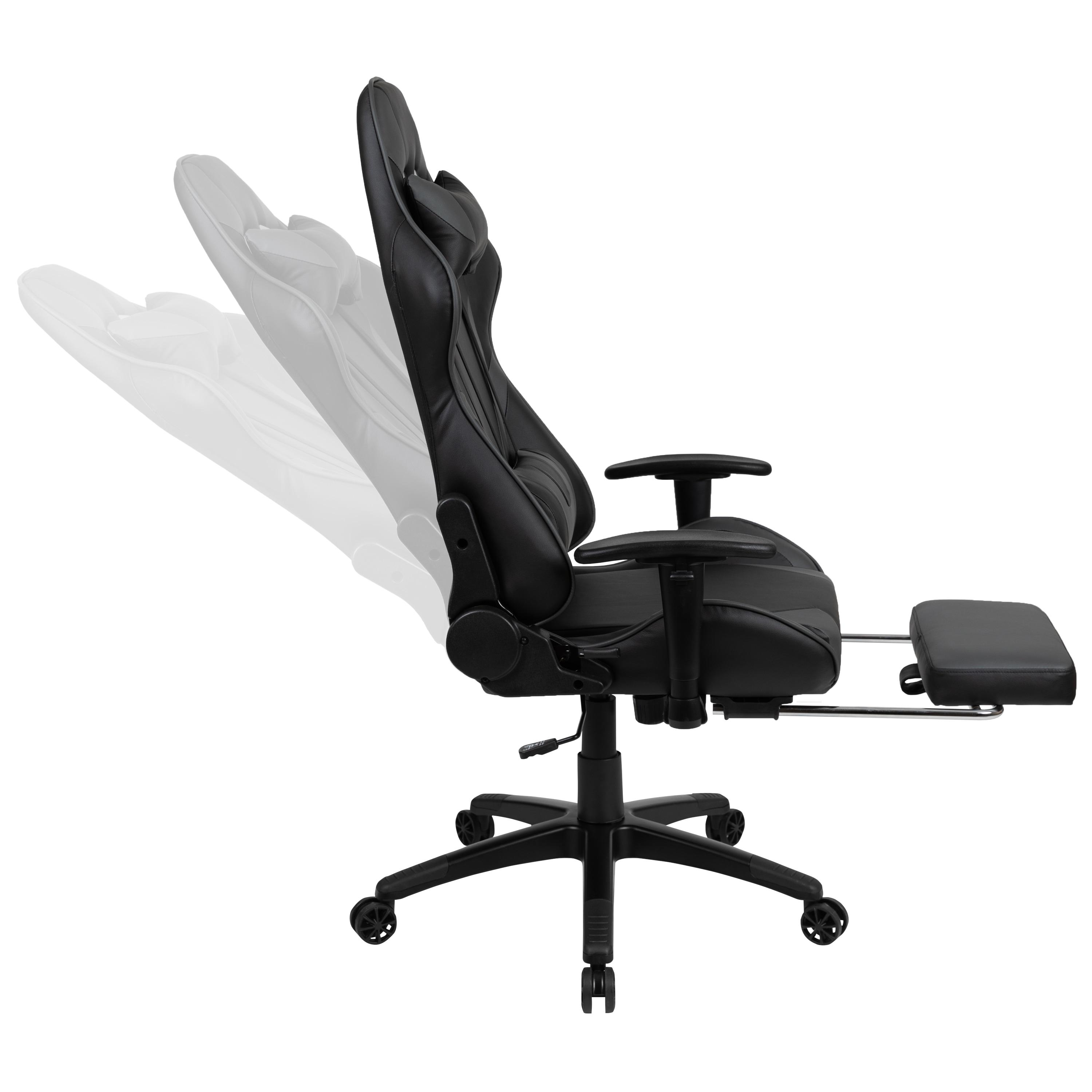 Flash Furniture X30 Gaming Chair Racing Office Ergonomic Computer Chair with Reclining Back and Slide-Out Footrest in Gray LeatherSoft