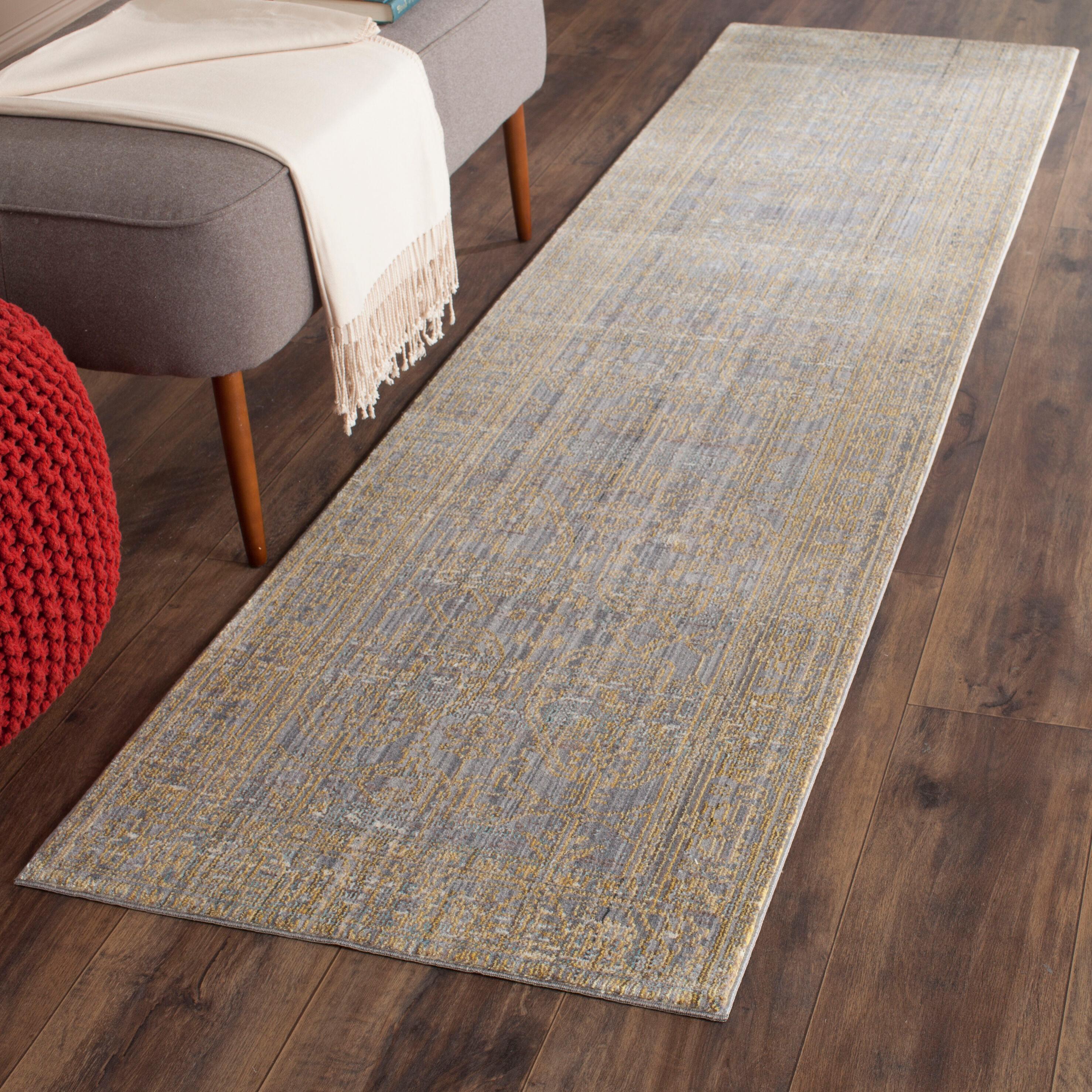 Valencia VAL104 Power Loomed Indoor Runner Rug - Grey/Gold - 2'3"x8' - Safavieh