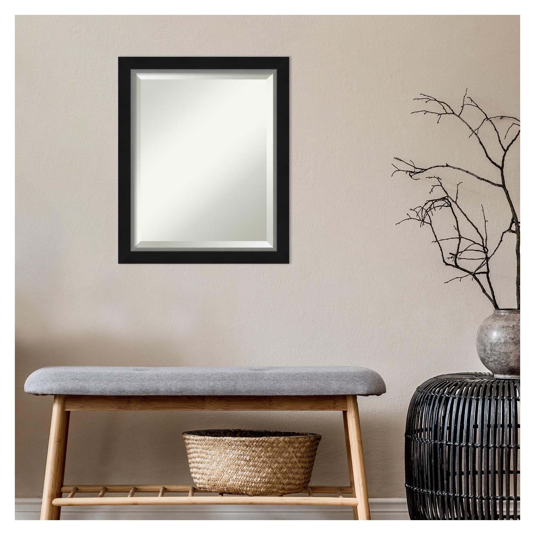 Amanti Art Eva Black Silver Narrow Framed Wall Mirror - 19.12 x 23.12 in