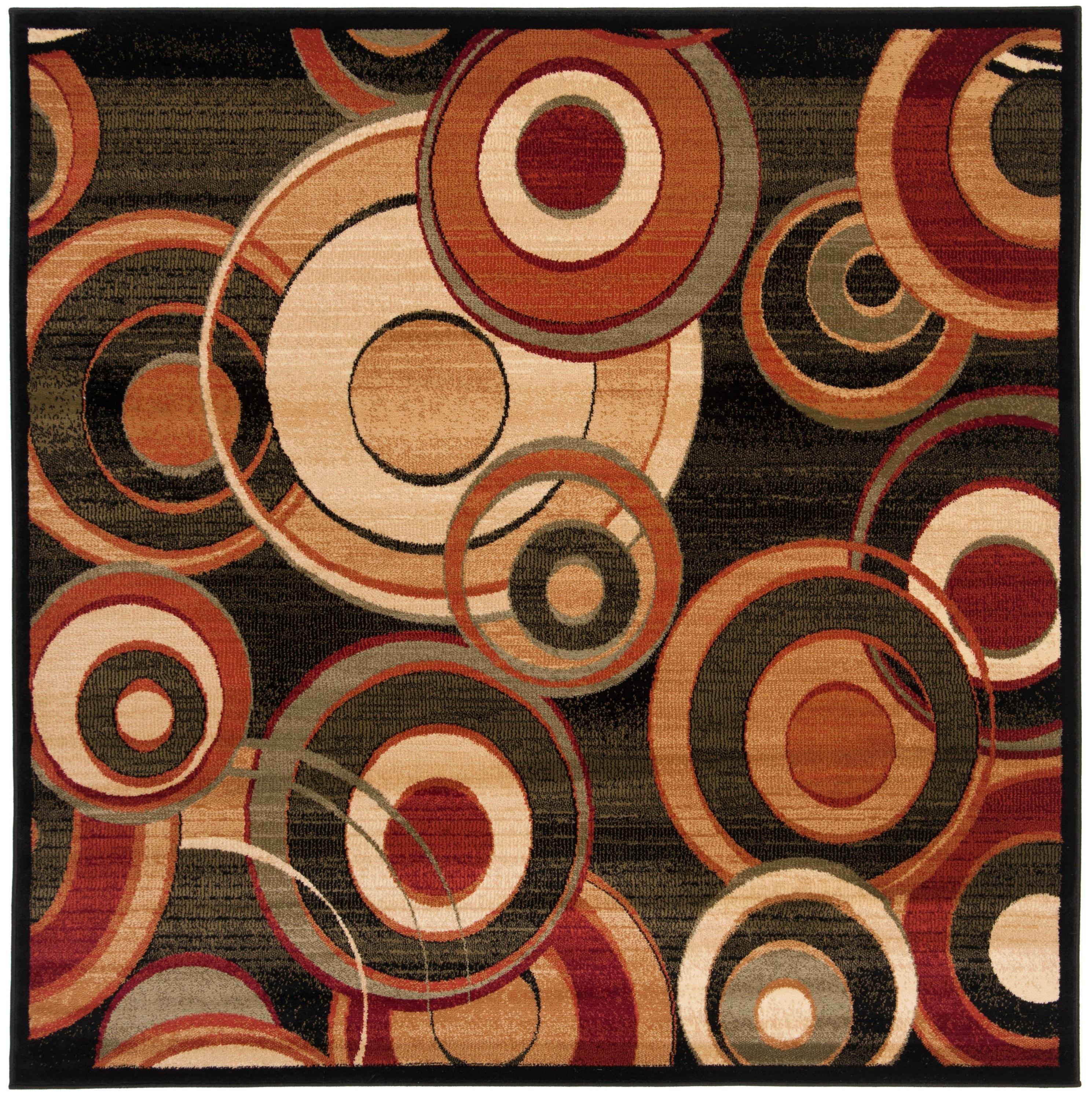 Lyndhurst LNH225 Power Loomed Area Rug - Black/Multi - 6'x6' - Safavieh