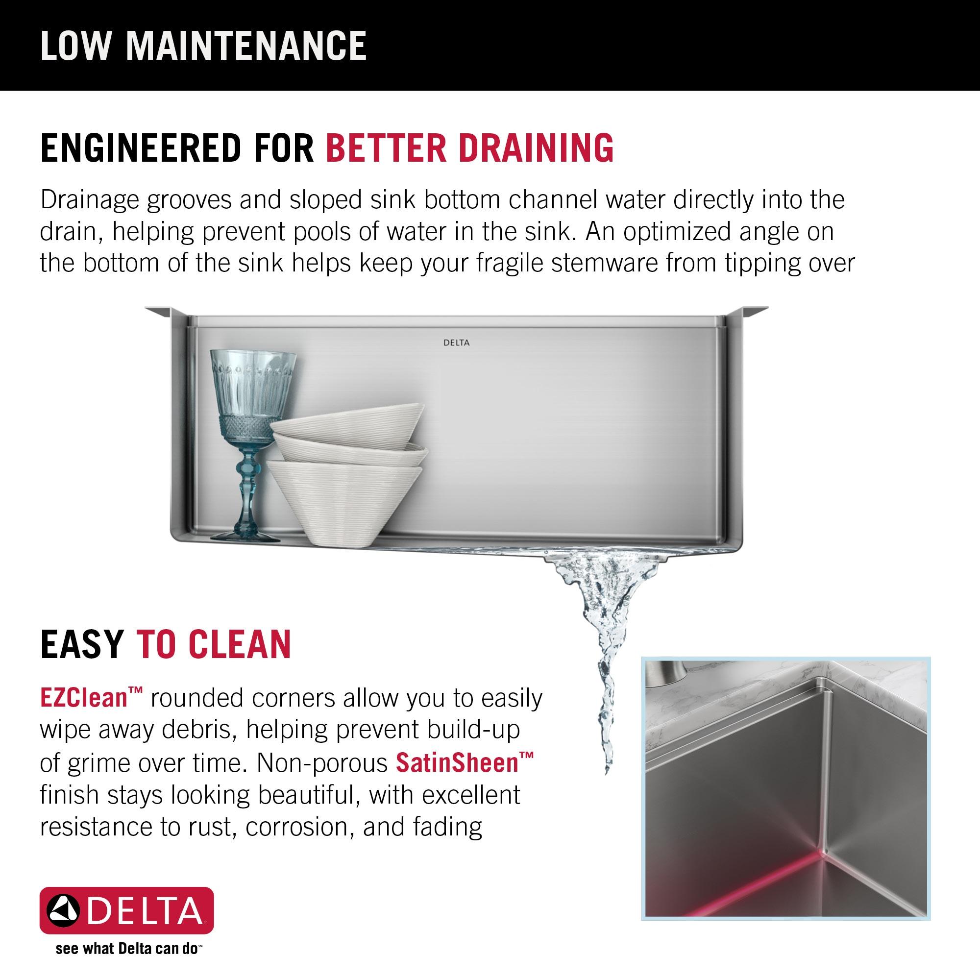 Delta Lorelai™ 23" L Workstation Kitchen Sink Undermount 16 Gauge Stainless Steel Single Bowl with WorkFlow™ Ledge