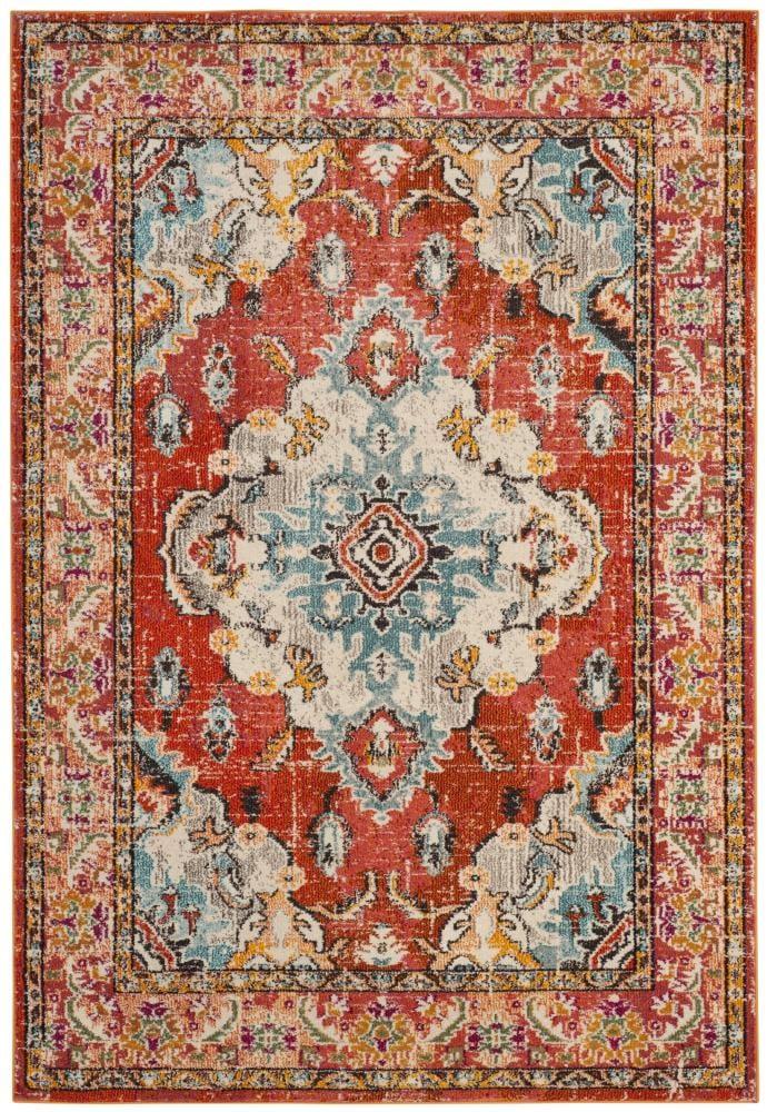 Monaco MNC243 Power Loomed Indoor Accent Rug - Orange/Light Blue - 2'2"x4' - Safavieh.