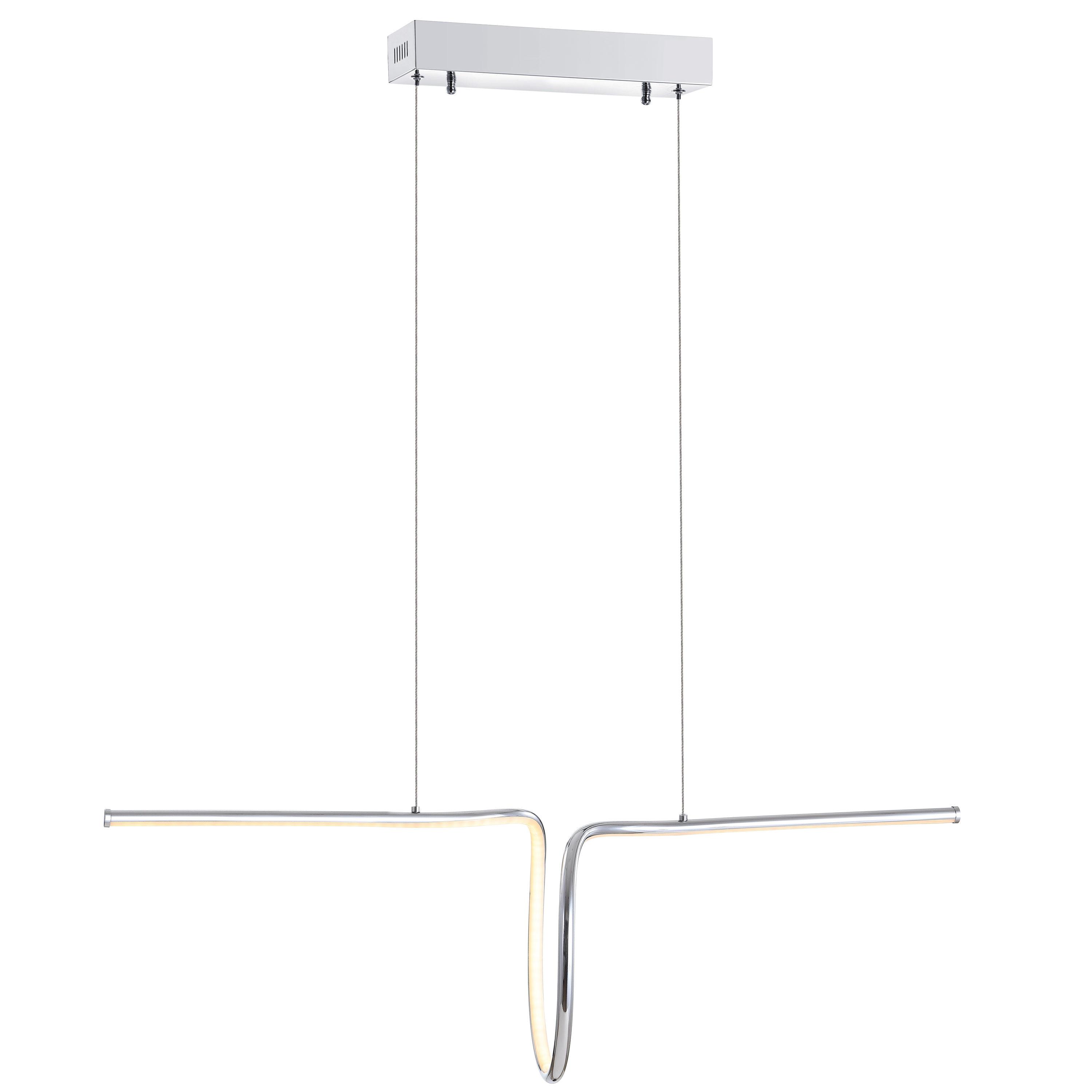 JONATHAN Y Ali 34.5" Dimmable Adjustable Integrated LED Metal Linear Pendant, Chrome
