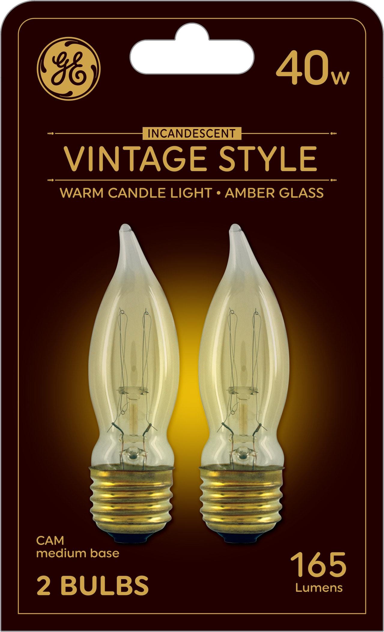 GE Household Lighting 2pk CA10 INC Vintage Style 40W Light Bulb Amber