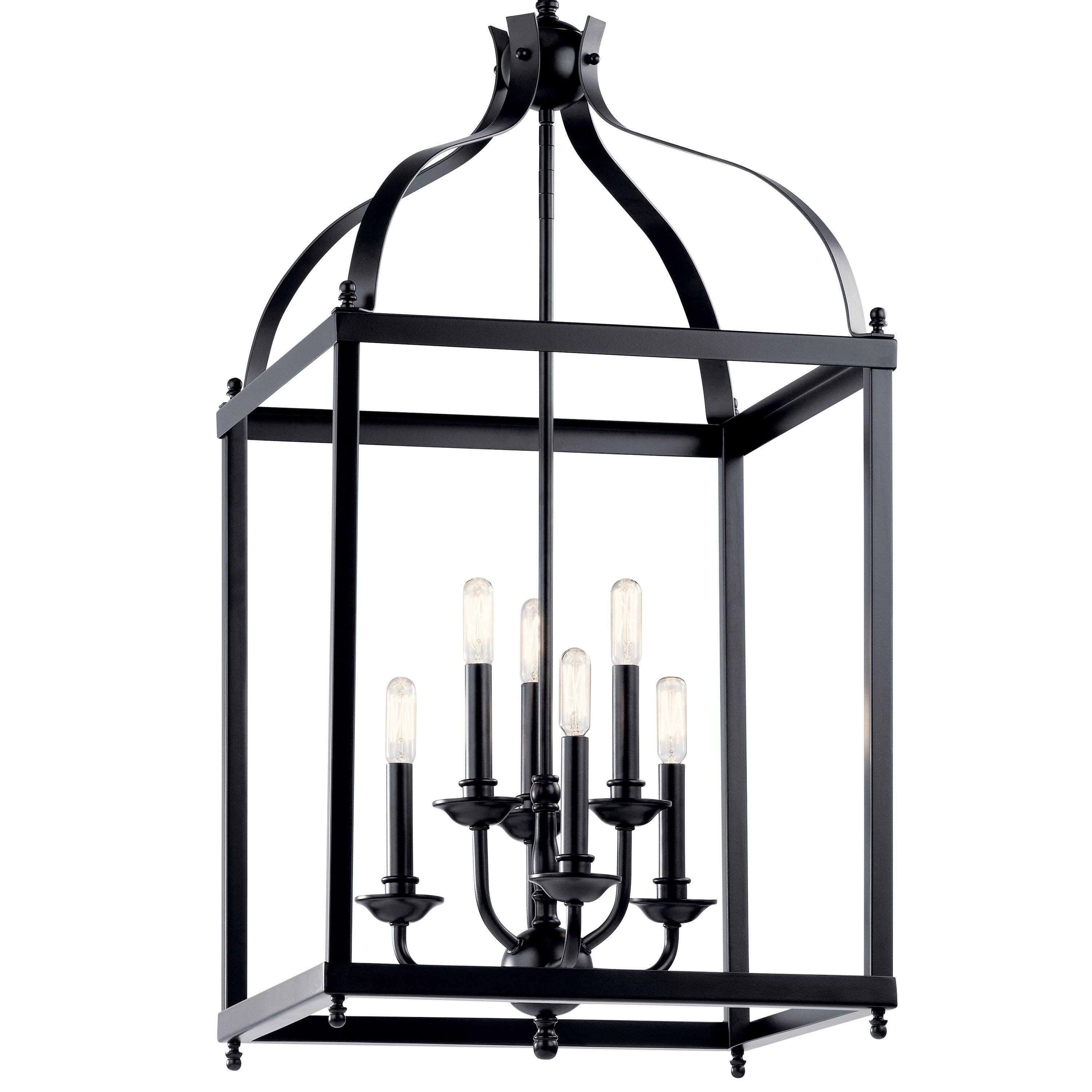 Larkin 18" Black Steel Cage 6-Light Modern Chandelier