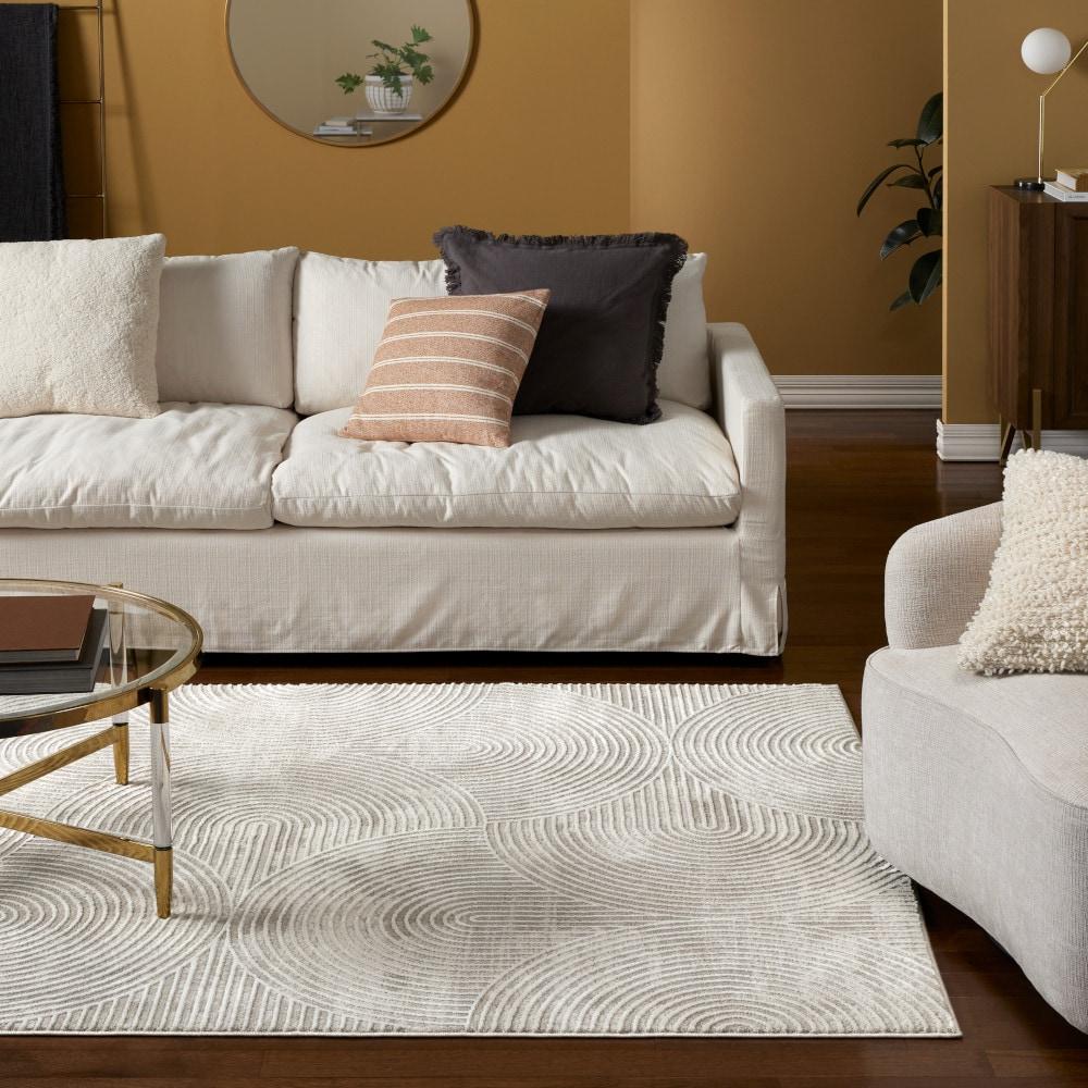 TOWN & COUNTRY Luxe Maya Soft Arches Neutral Indoor Area Rug with High-Low Texture, Ivory/Greige