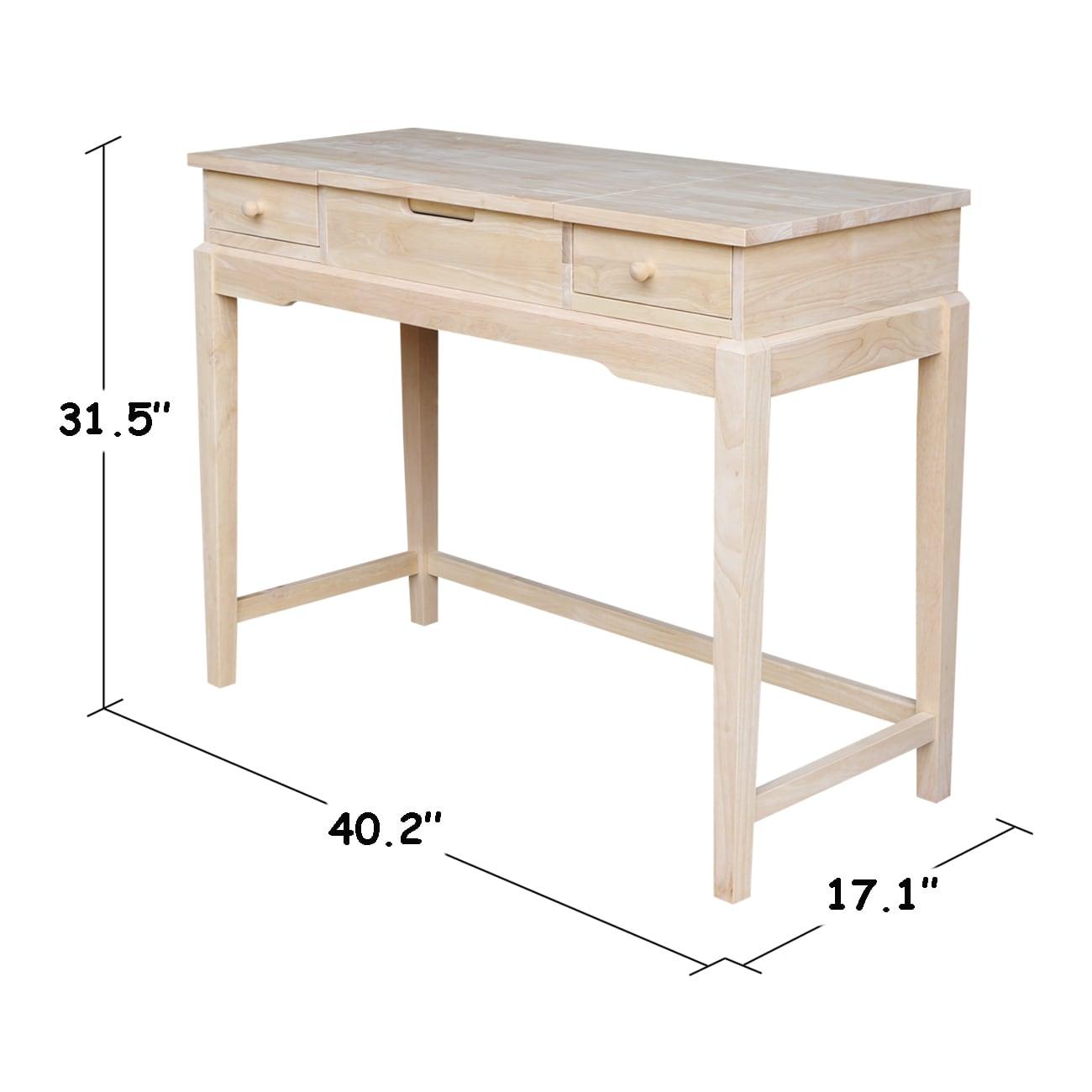 Alexandria Vanity Table with Vanity Bench Unfinished - International Concepts