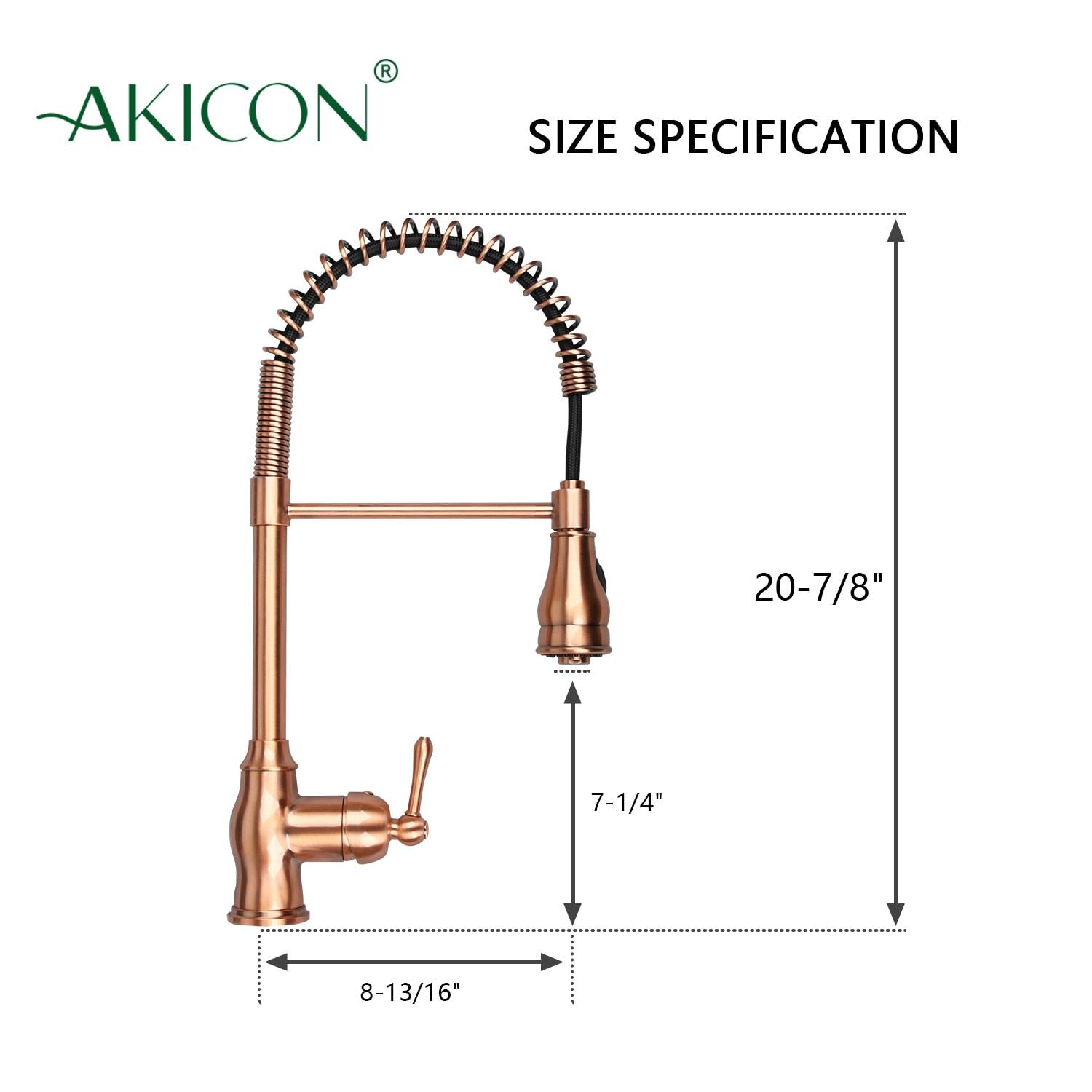 Akicon Pre-Rinse Spring Kitchen Faucet, Single Level with Pull Down Sprayer Copper Copper Finish