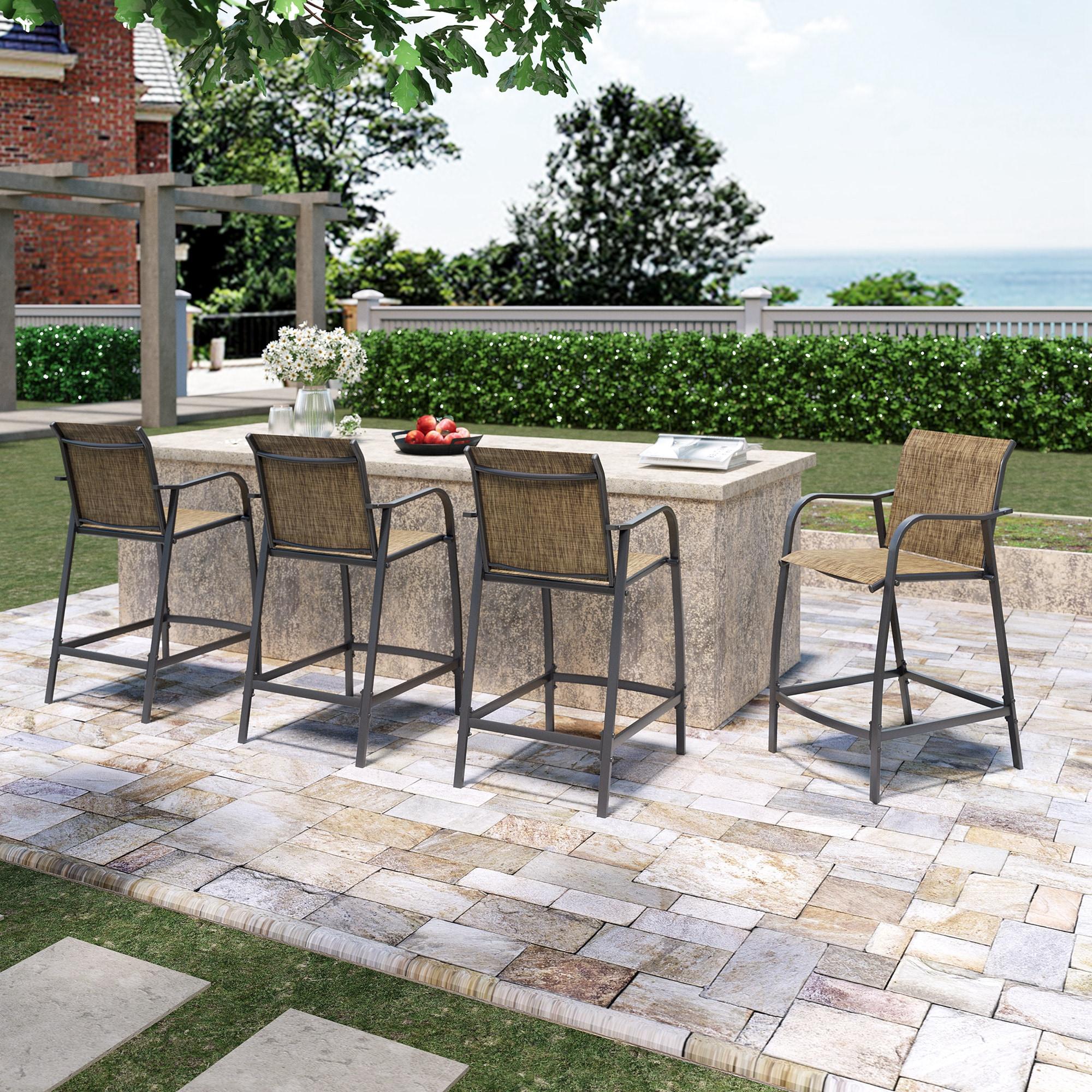 Crestlive Products Lightweight with Curved Backrest Weather-Resistant Bar Stools Set of 2, Earth