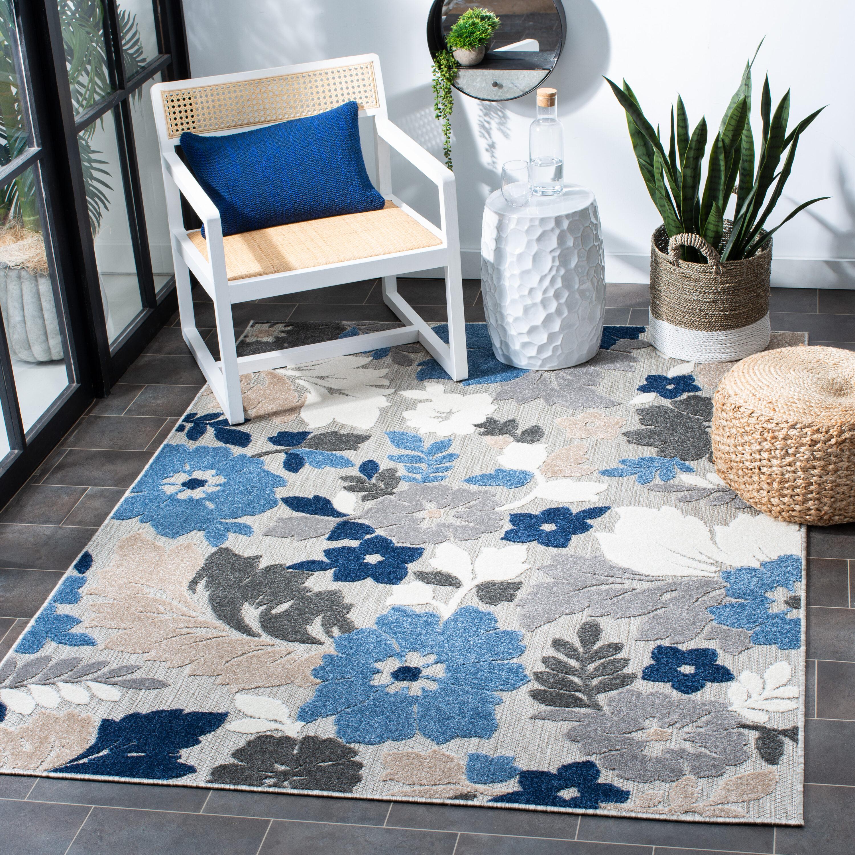 Cabana CBN308 Loomed Indoor Area Rug - Grey/Blue - 4'5"x6'5" - Safavieh