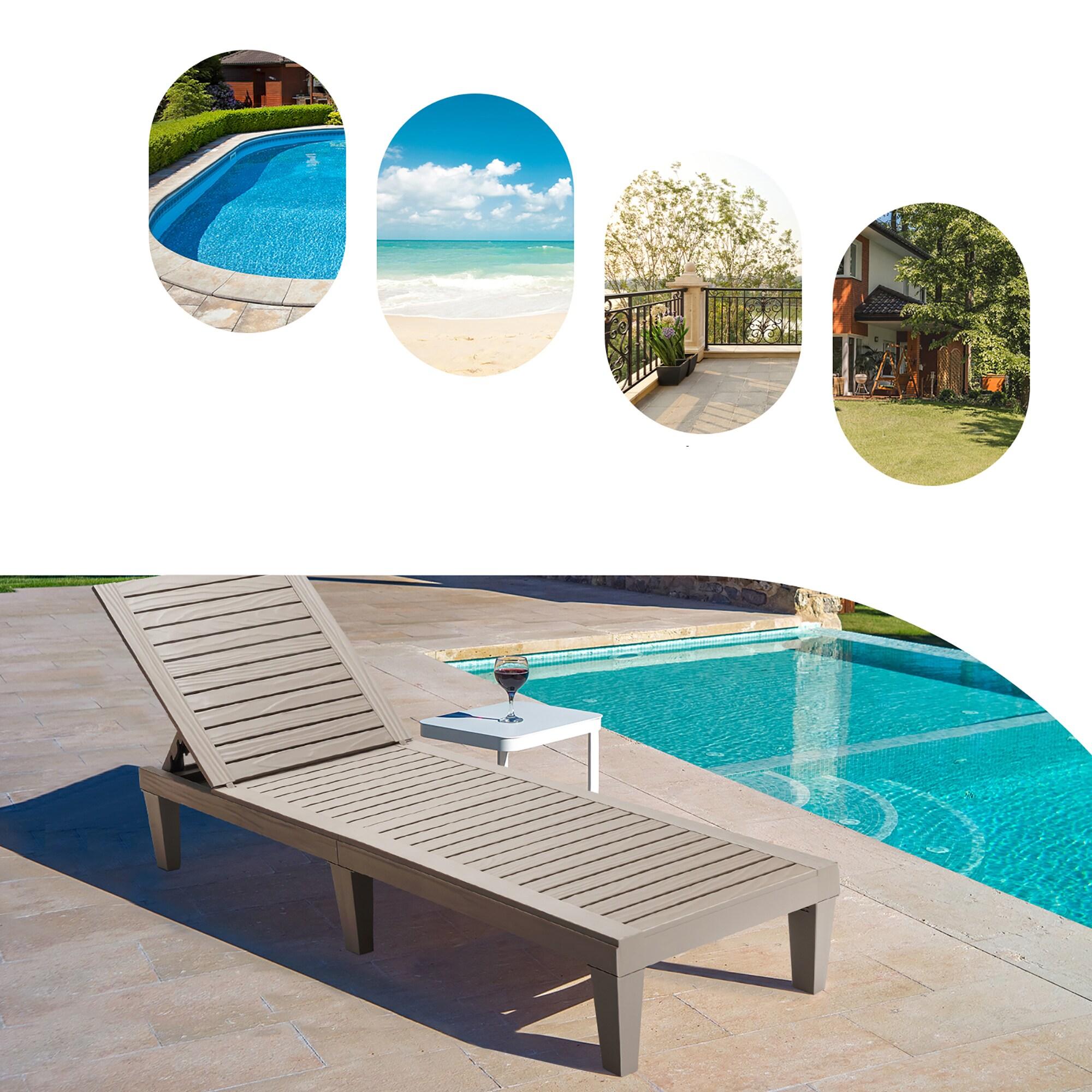 Topcobe Silla Reclinable de Exterior con Respaldo Ajustable en 5 Posiciones, Muebles para Terraza de Piscina, Marrón