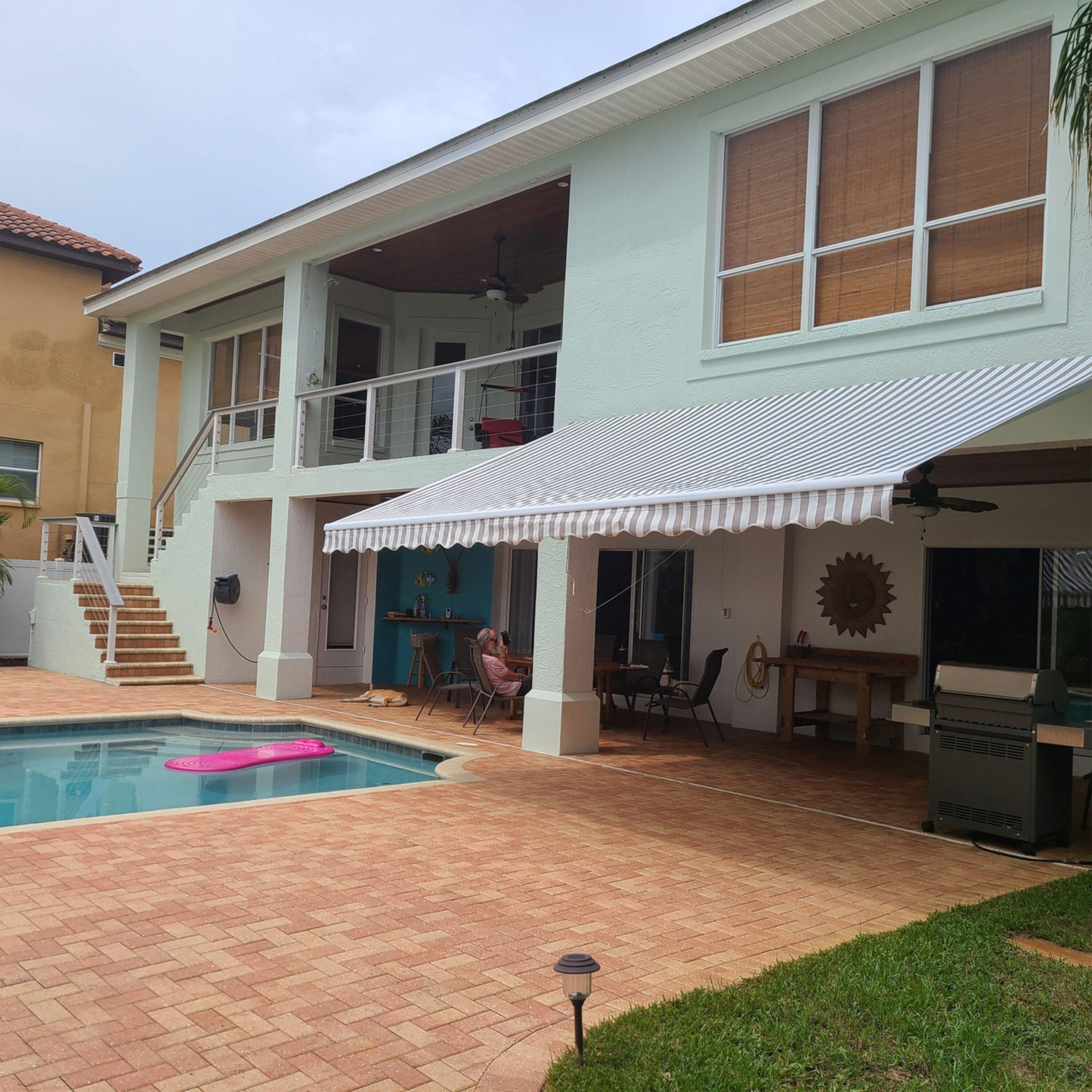 Retractable Patio Awning - White Frame