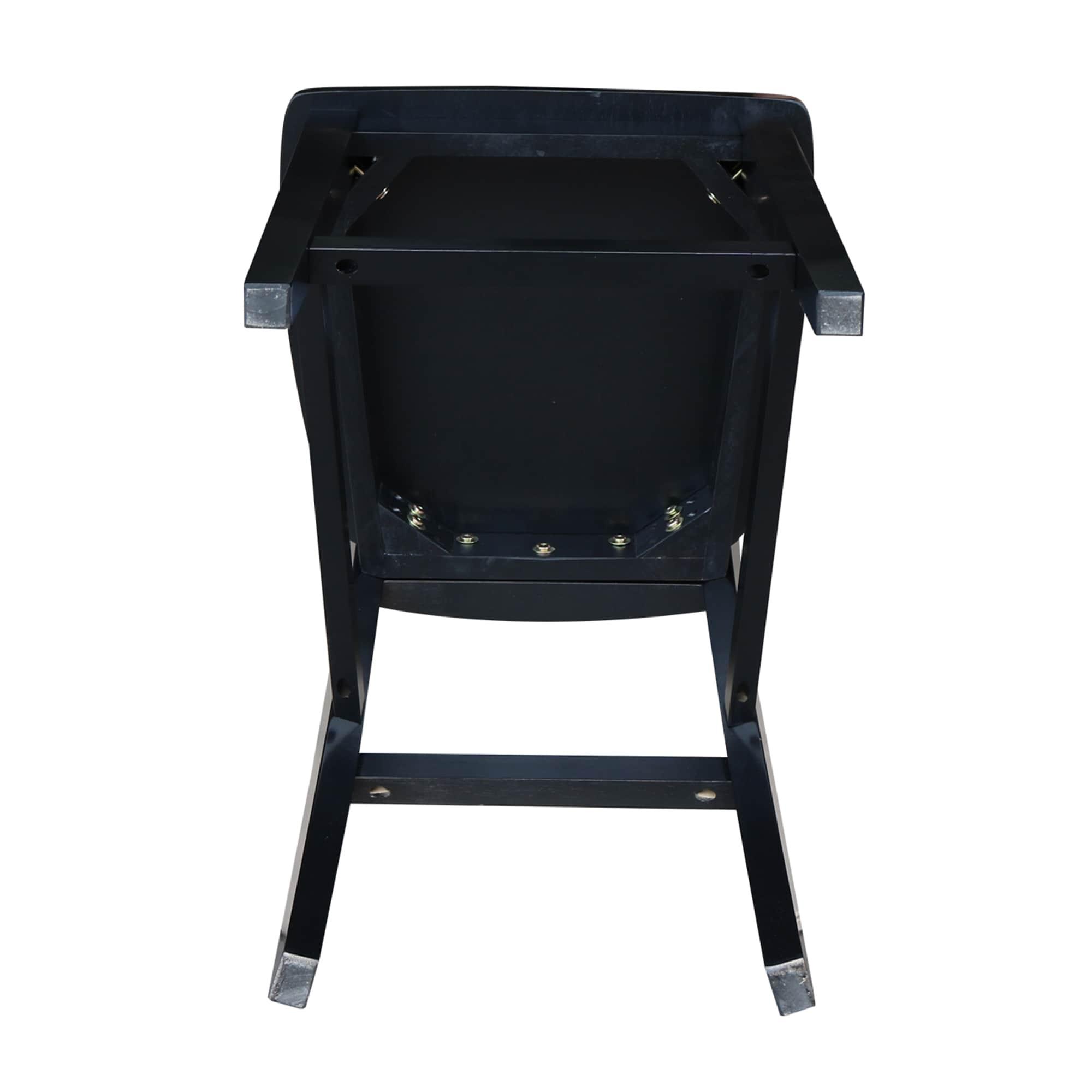 24" San Remo Counter Height Barstool Black - International Concepts: Solid Wood, Traditional Square Design, Durable Parawood