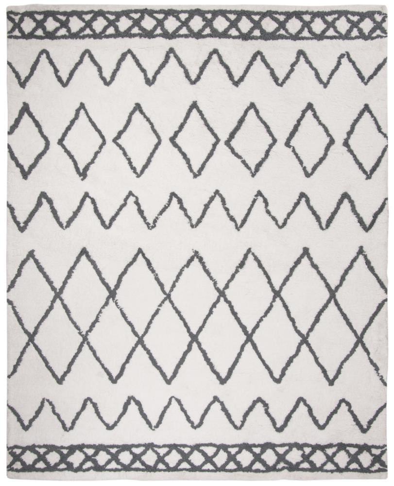 Equinox Shag EQS711 Hand Tufted Area Rug - Cream/Grey - 8'x10' - Safavieh.