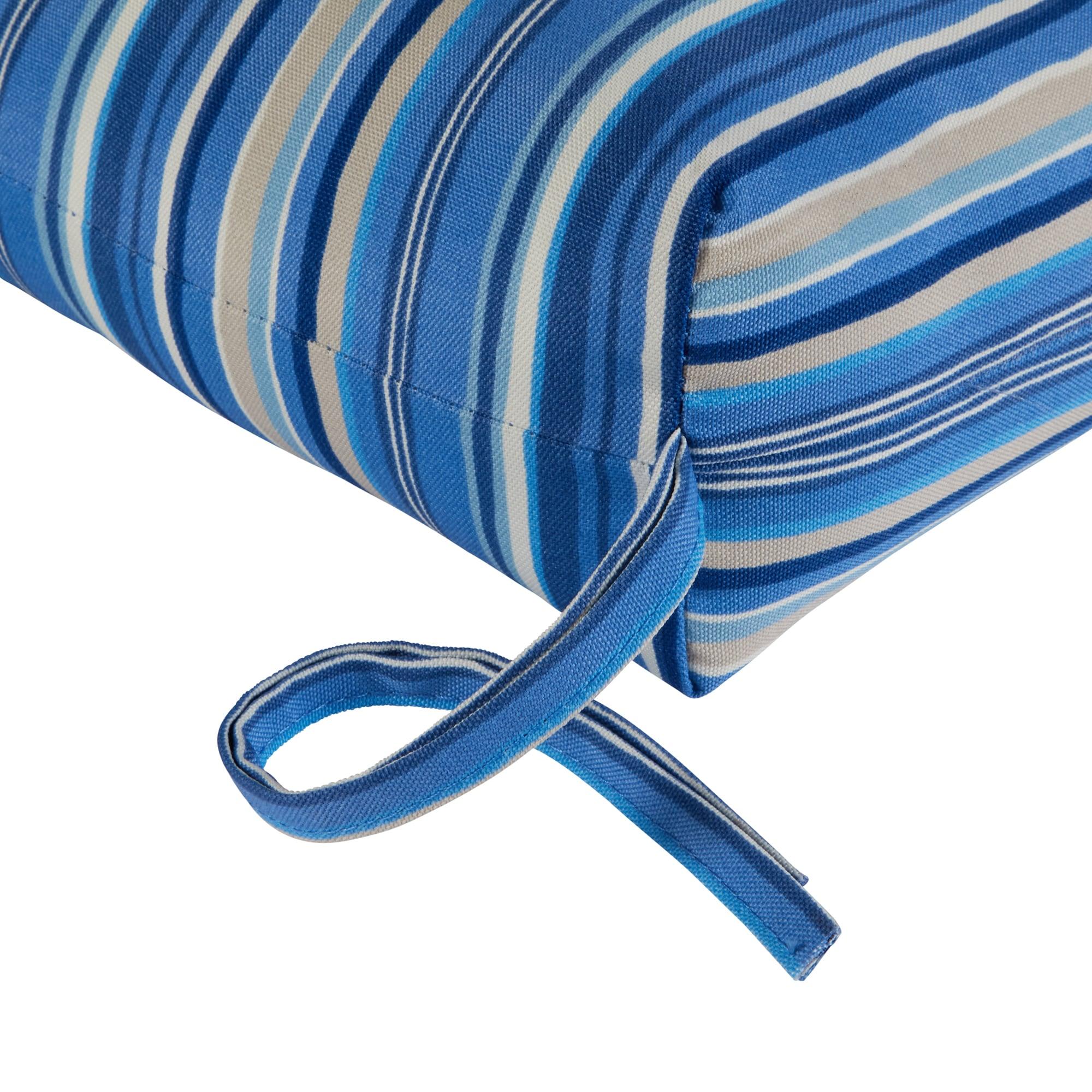 Greendale Home Fashions Sapphire Stripe 51 x 18 in. Outdoor Reversible Tufted Bench Cushion