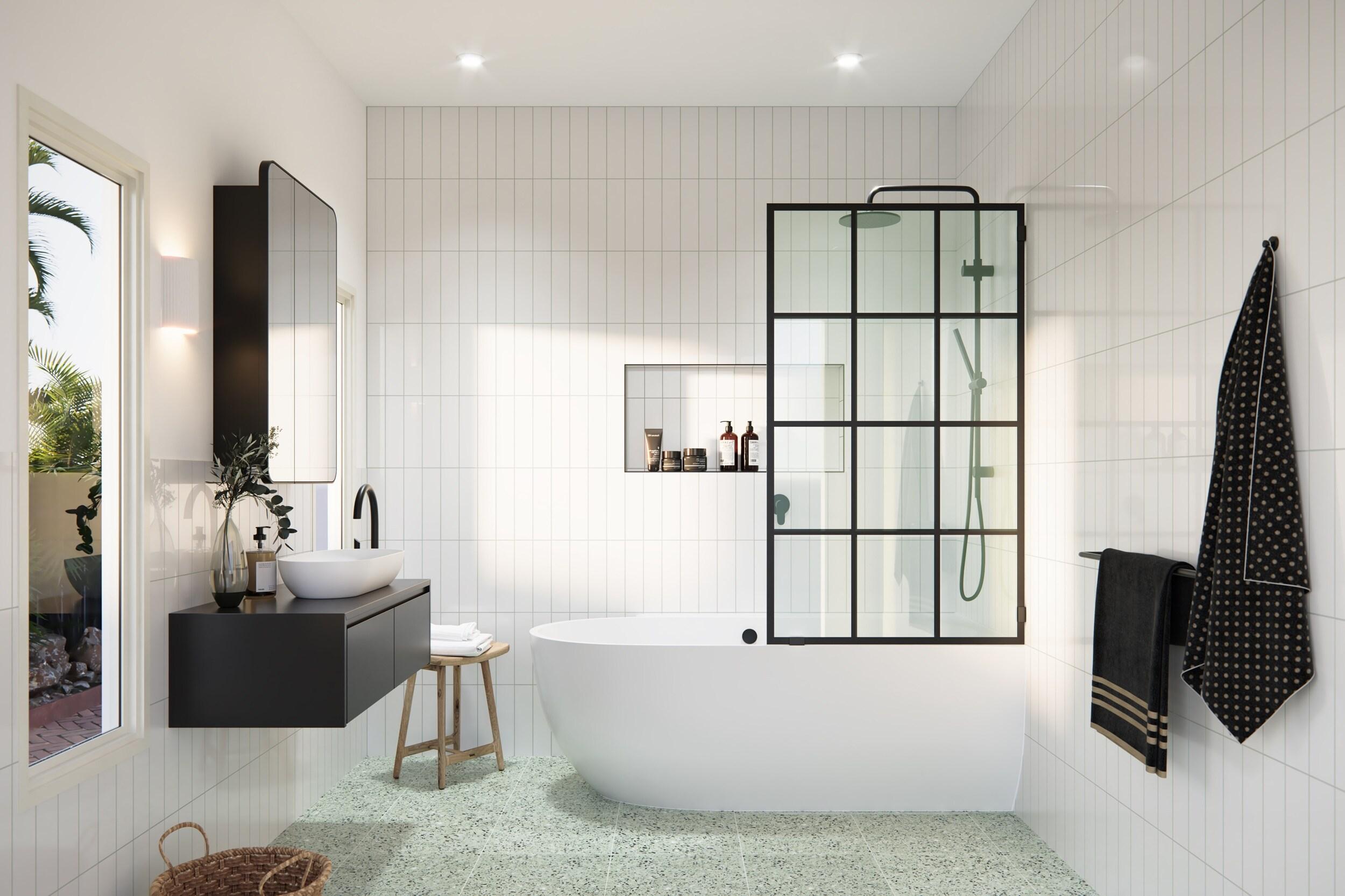 Esprit 34 in. x 58.25 in. French Monture Single Fixed Bath Panel