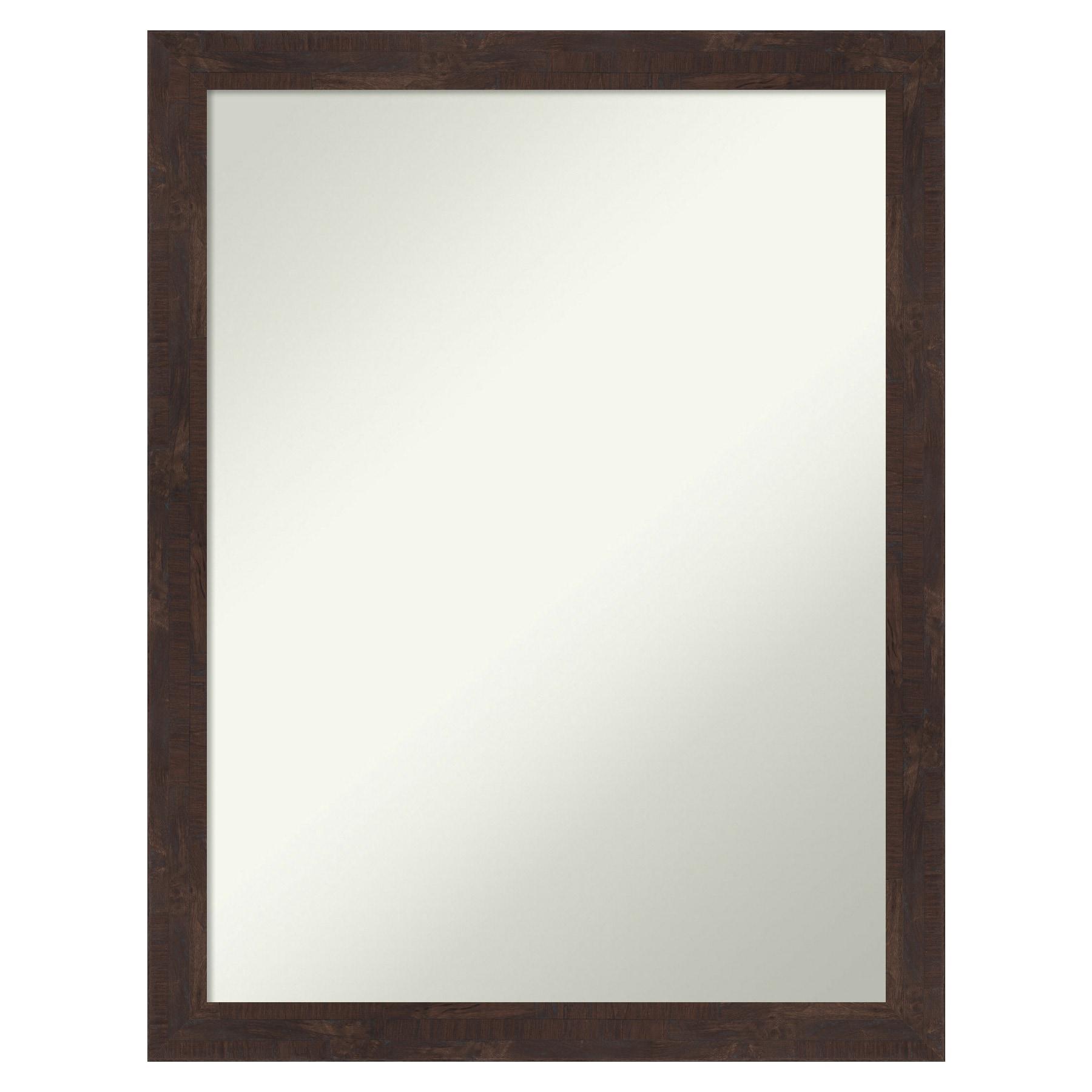 21" x 27" Non-Beveled Fresco Wood Bathroom Wall Mirror Dark Walnut - Amanti Art: Includes Mounting Hardware