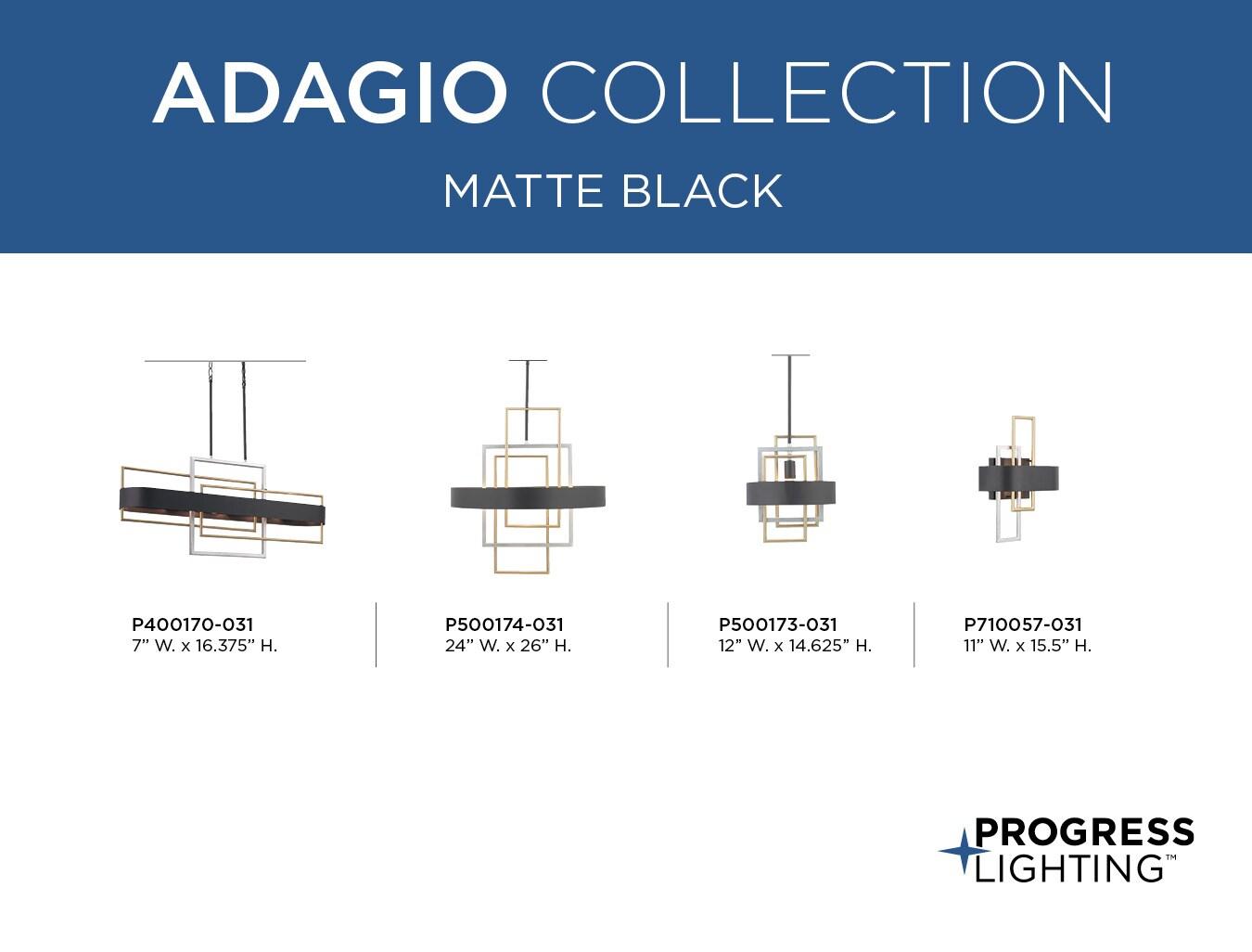 Progress Lighting Adagio 2-Light Wall Sconce, Black, Geometric Pattern, Steel, Damp Rated, Brushed Silver and Brass Accents