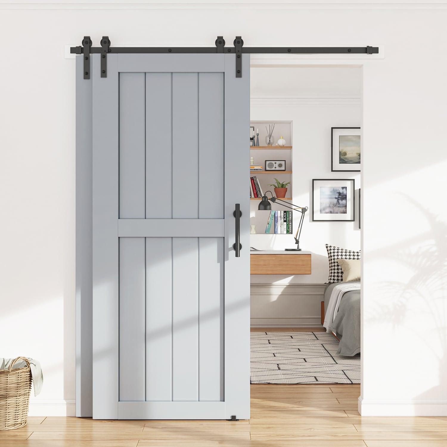 LAZ Single Bypass Double Door Barn Door Hardware Kit