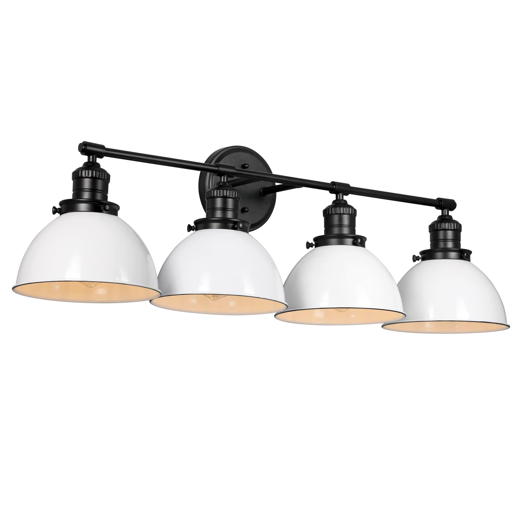 Design House 589051-BLK Savannah Farmhouse 4-Light Indoor Vanity Light Dimmable White Metal Shade, Matte Black