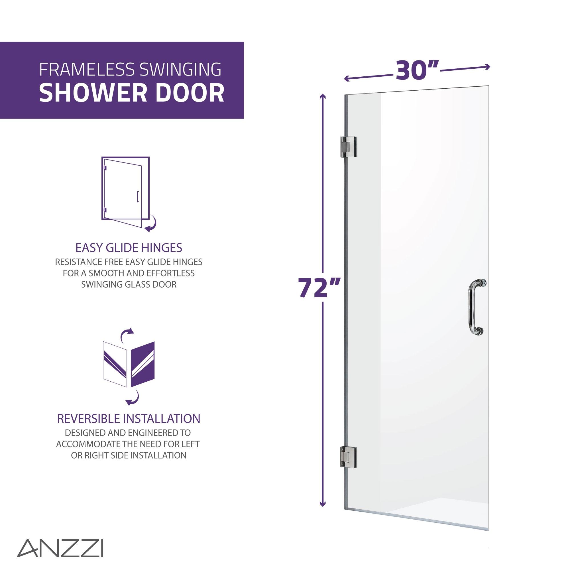 Fellow Series 30" x 72" Hinged Frameless Shower Door