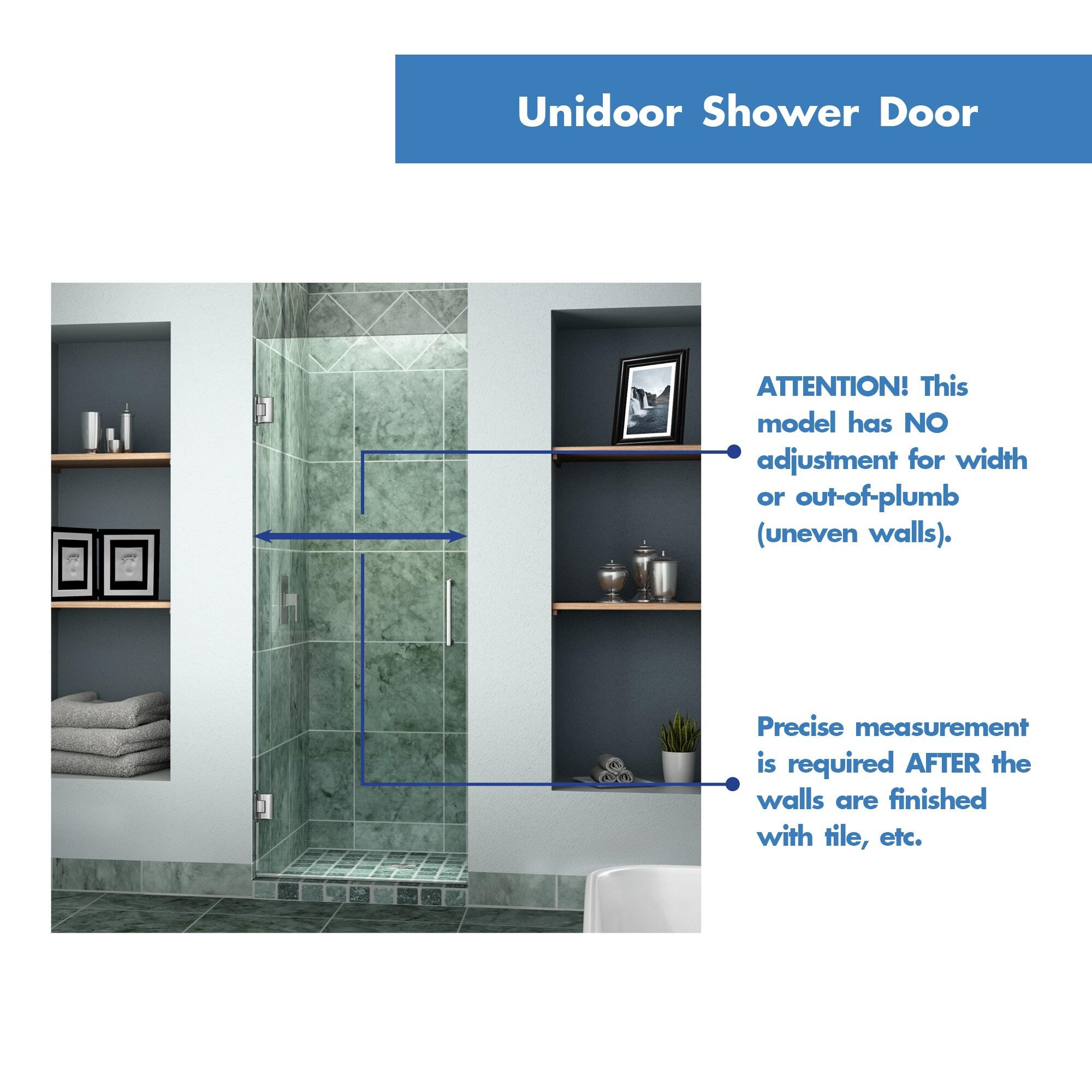 Unidoor 30" W x 72" H Hinged Frameless Shower Door