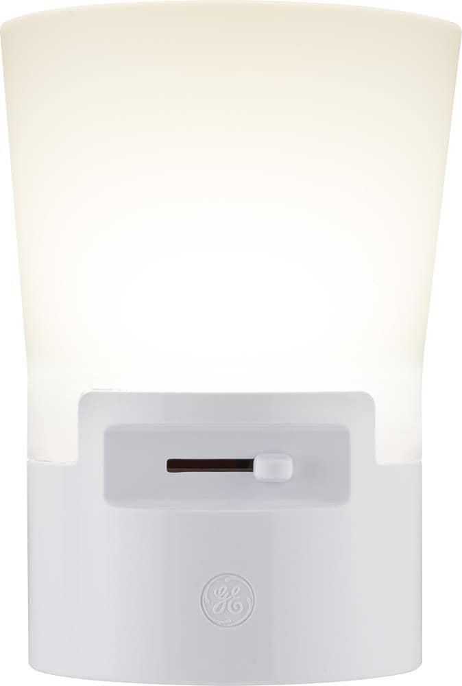 GE UltraBrite Sconce Night LED Light, Dimmable, Plug-in, Dusk-to-Dawn, White, 5in, 45123