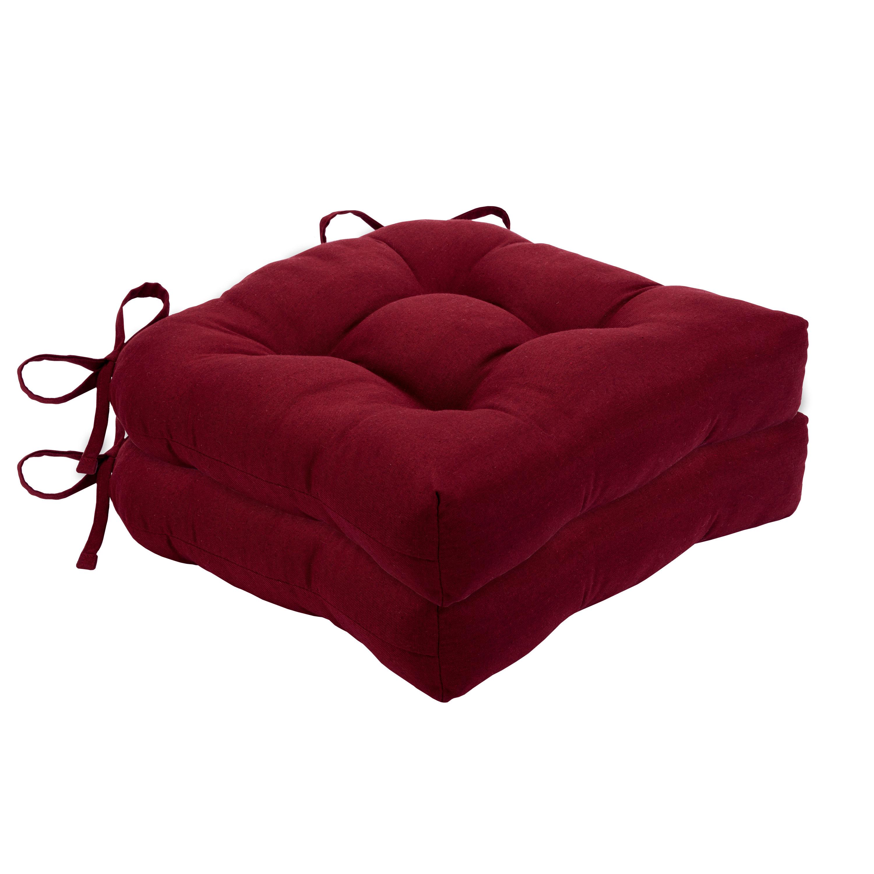 Achim Importing Co. Inc Chase Tufted Chair Seat Cushions, Set of Two-Color:Burgundy