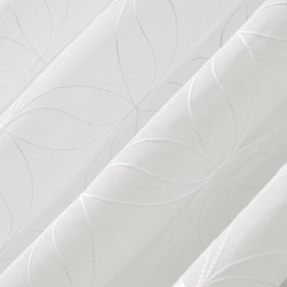 63"x50" Tamaryn Embroidered Trellis Sheer Rod Pocket Curtain Panel Ivory - No. 918: Modern Off-White Polyester Drapery