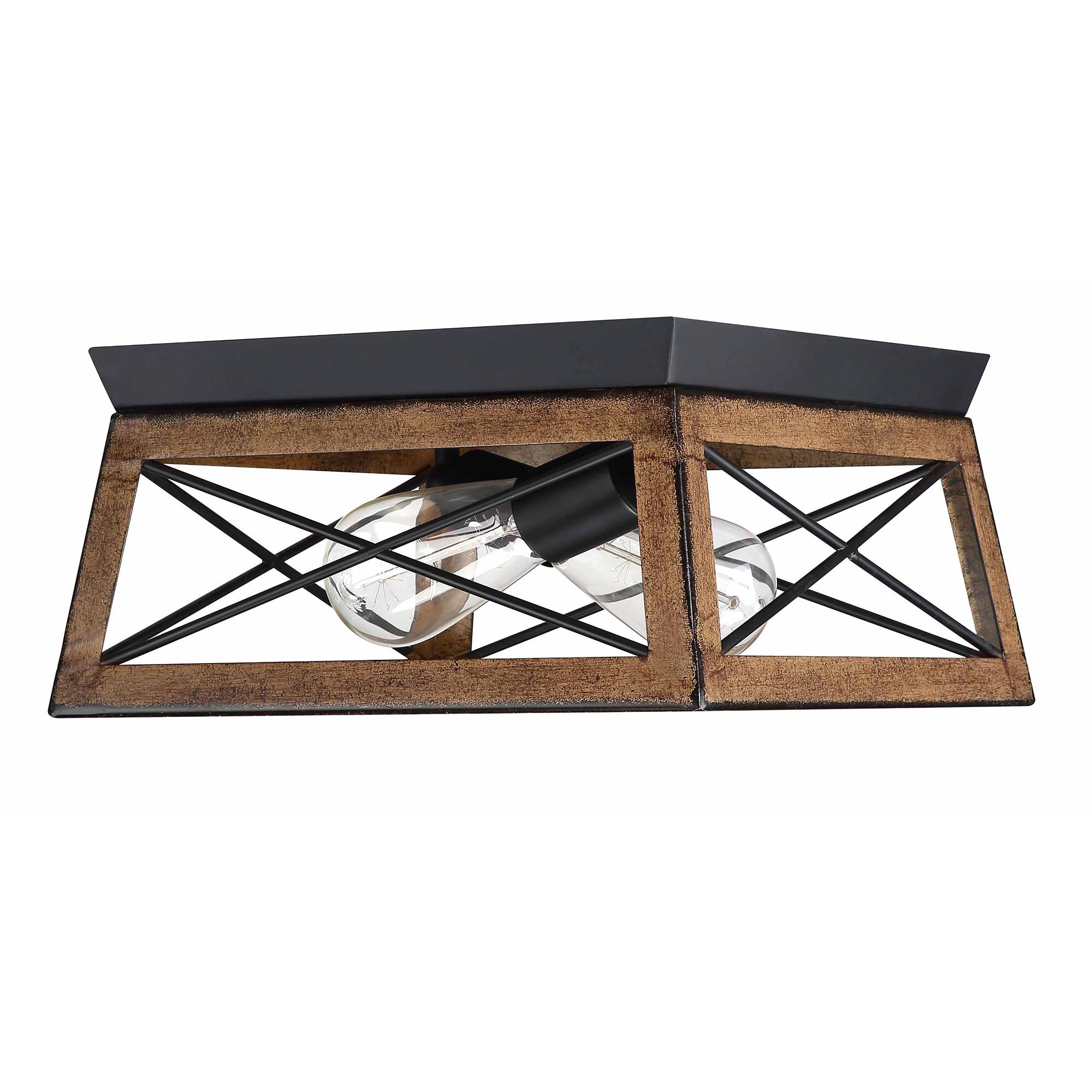 2-Light Farmhouse Close to Ceiling Light Fixture, Flush Mount Ceiling Light for Kitchen, Dining Room, Living Room, Hallway