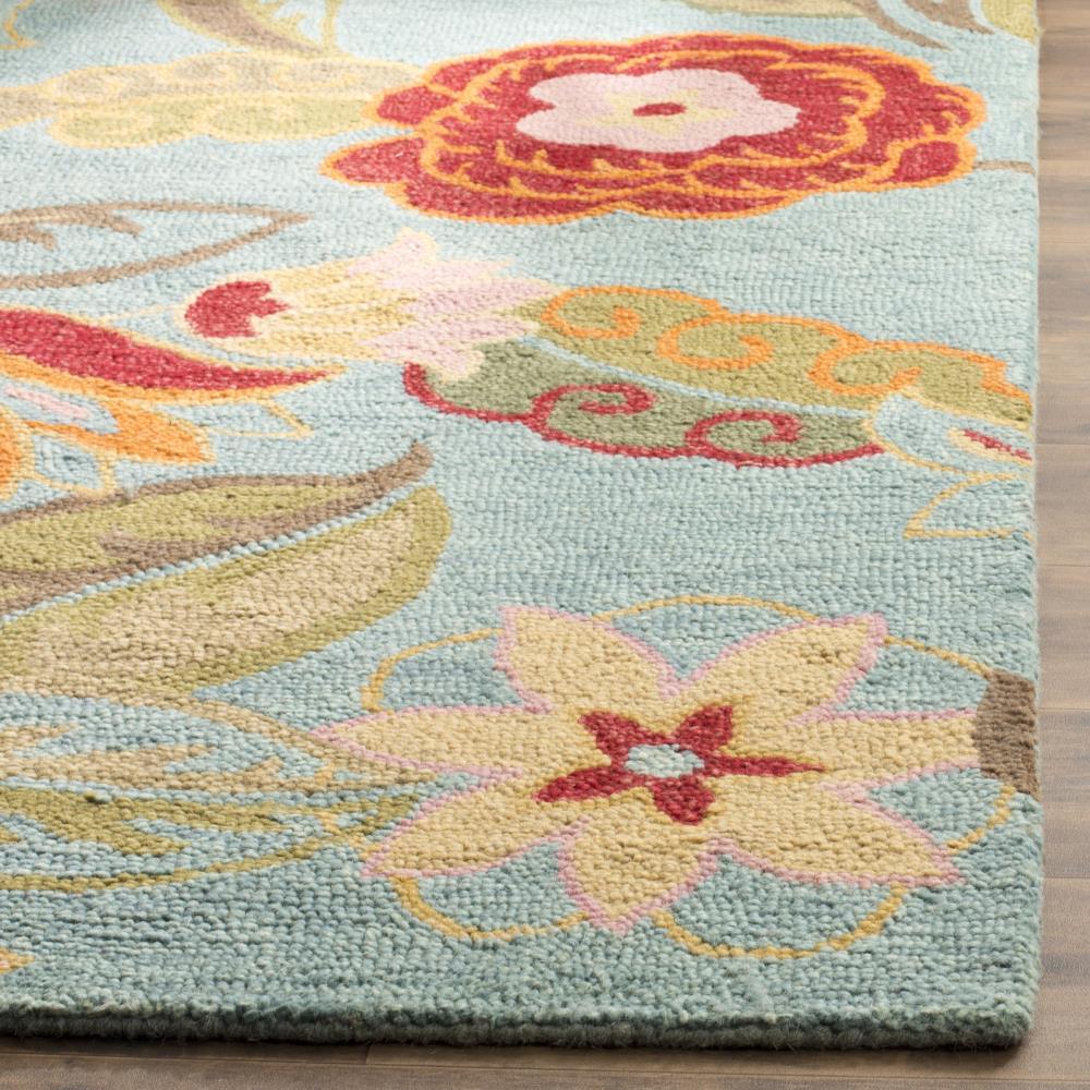 Blossom BLM675 Hand Hooked Area Rug - Blue/Multi - 6'x6' - Safavieh.
