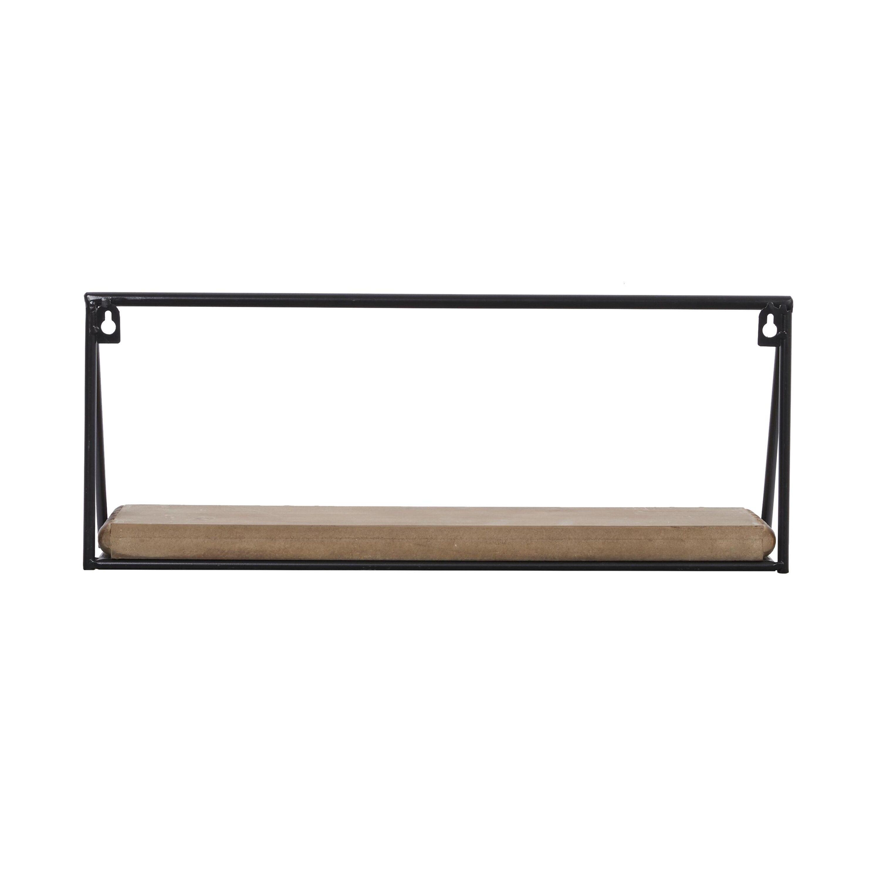 DecMode 24",19",14"L Metal Industrial Wall Shelf, Black, 3 - Pieces