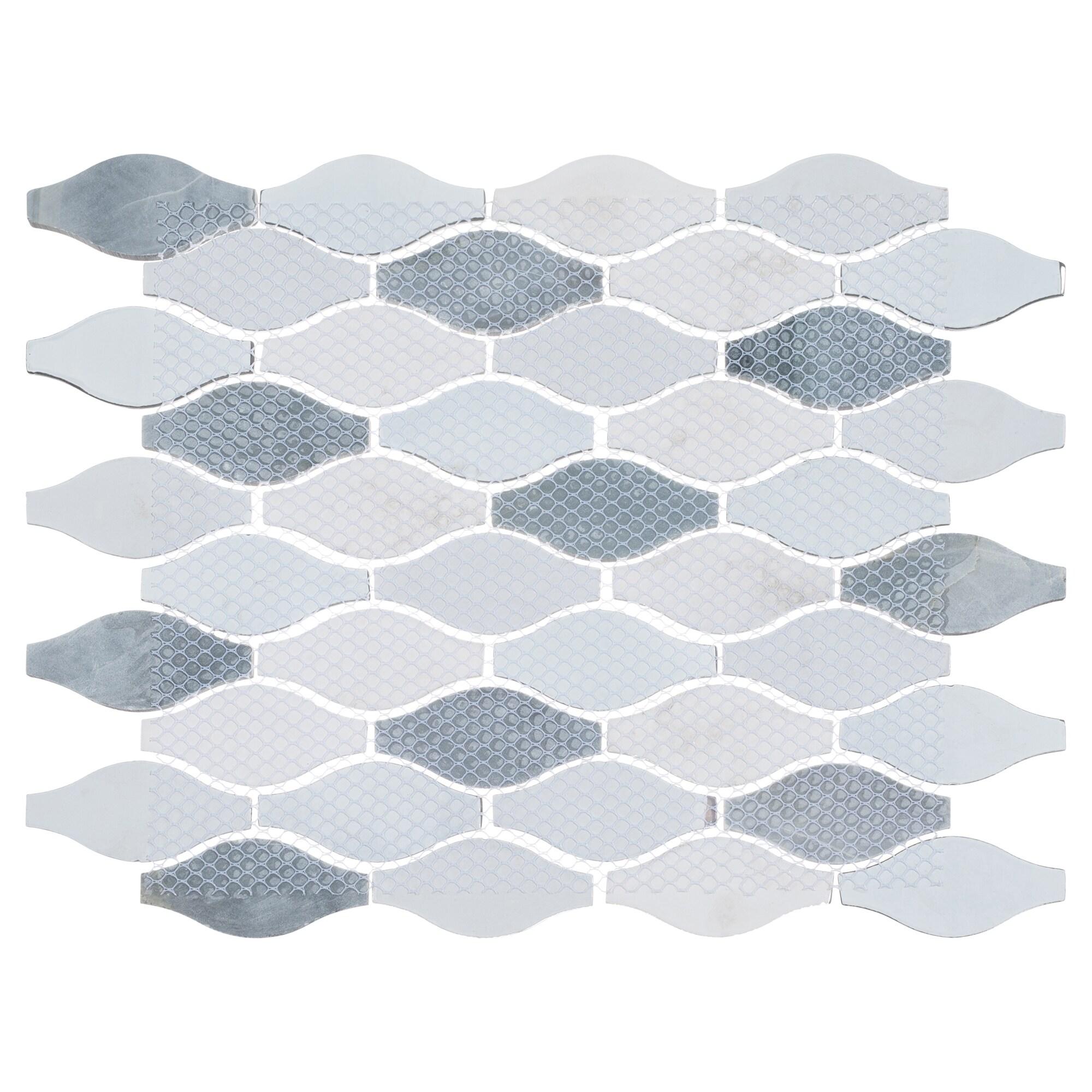 Annabelle Glass and Stone Arabesque Mosaic Kitchen Backsplash, Bathroom, Shower, Pool, Wall and Floor Tile