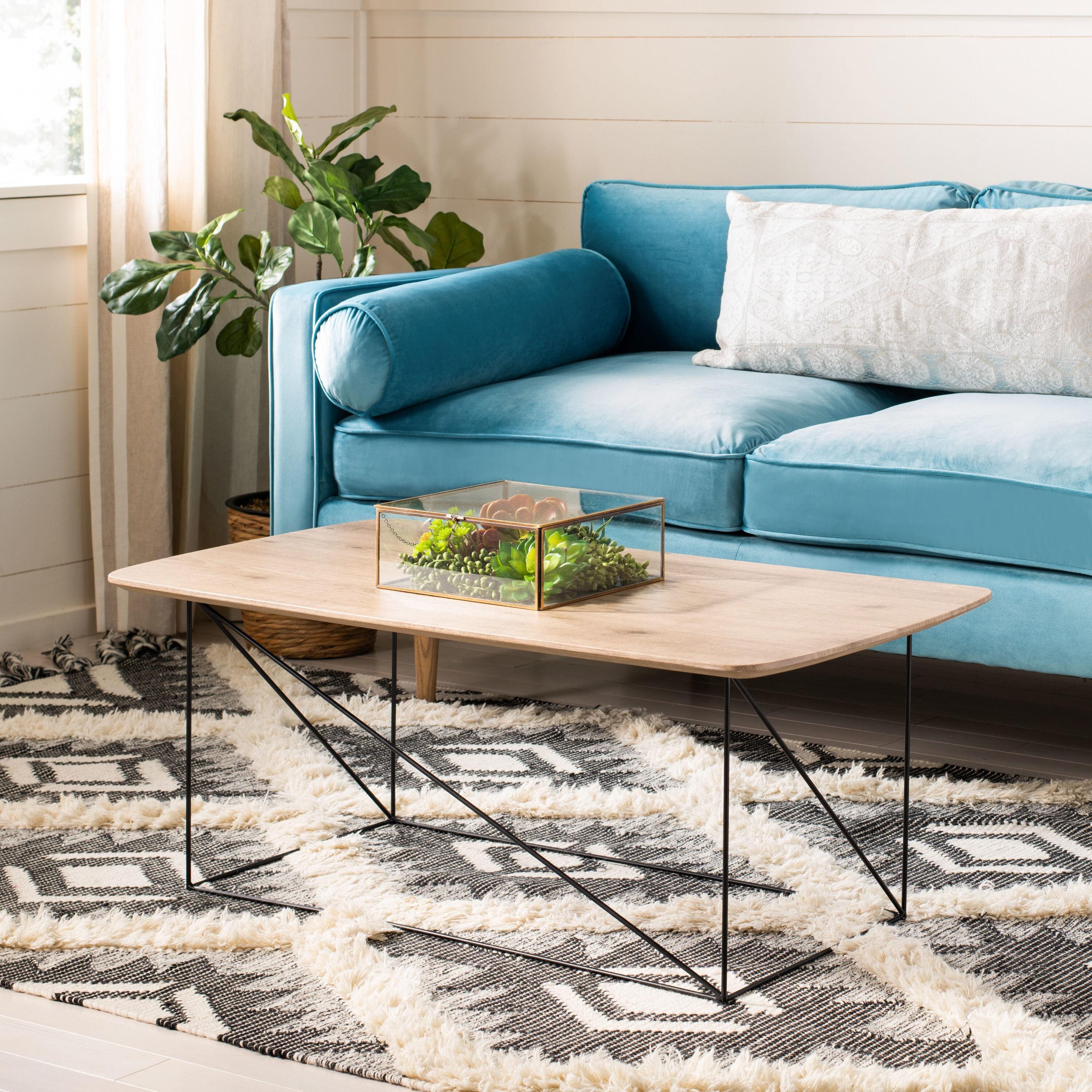 Rylee Rectangle Coffee Table - Taupe Brown/Black - Safavieh
