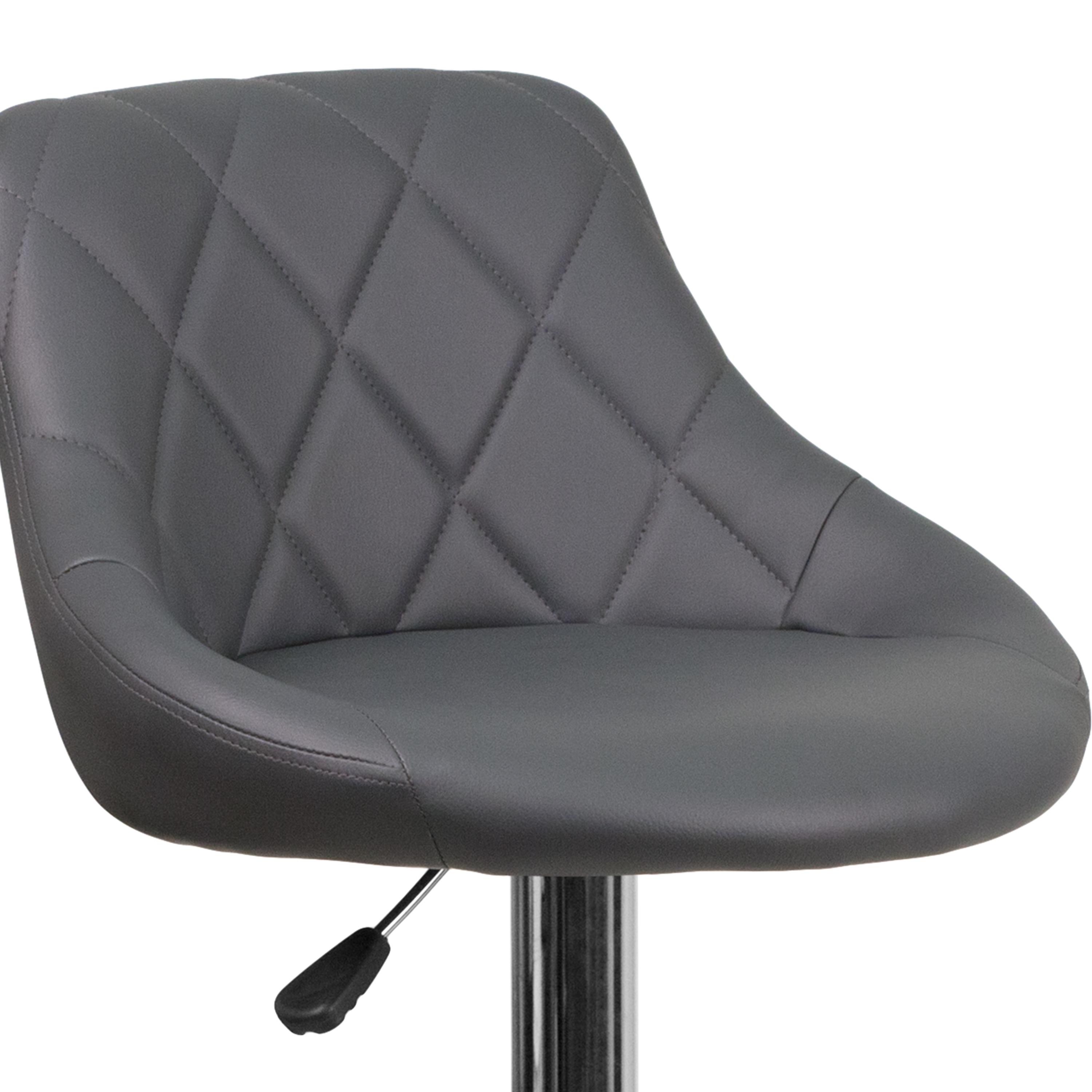 Flash Furniture Contemporary Gray Vinyl Bucket Seat Adjustable Height Barstool with Chrome Base