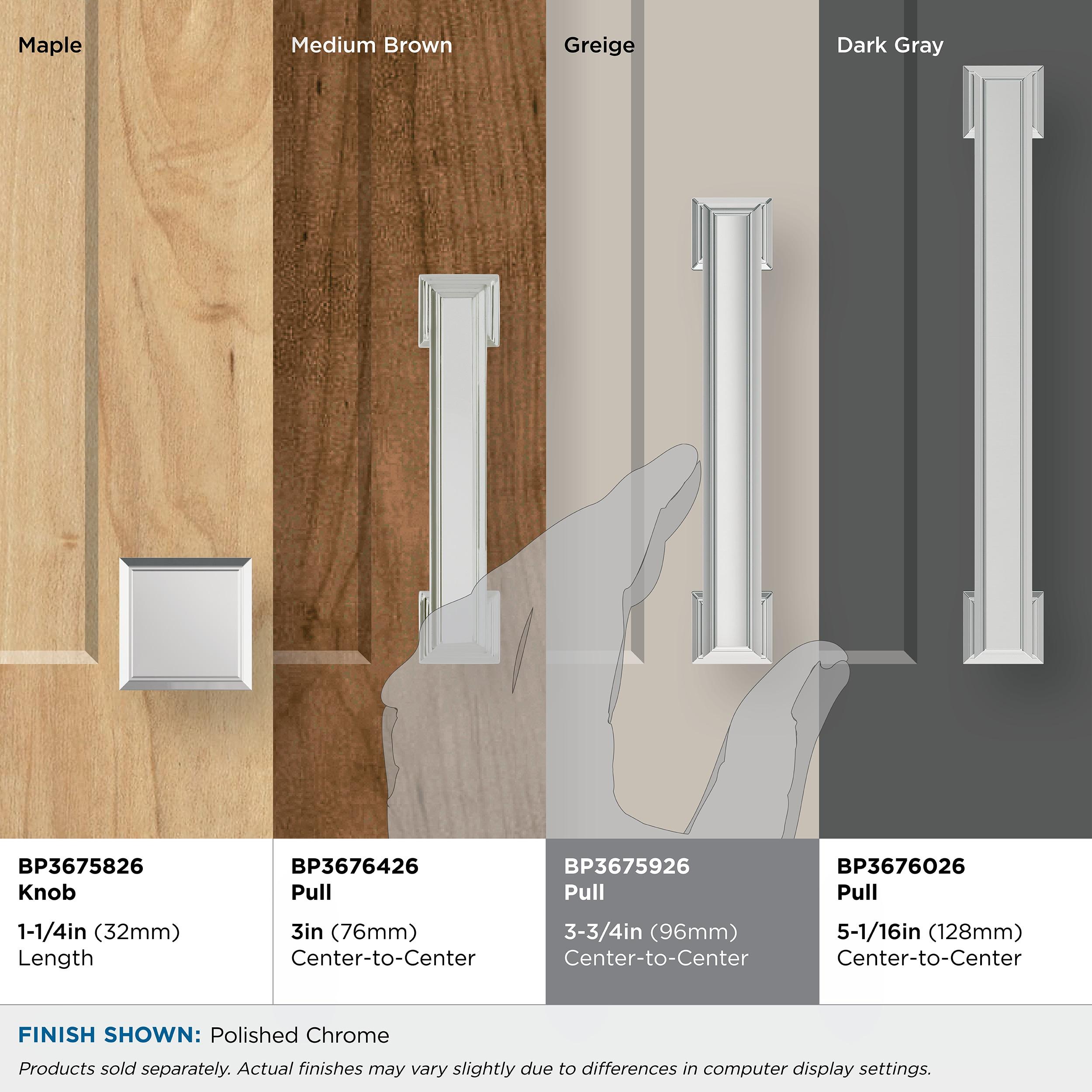 Amerock Appoint 3-3/4 inch (96mm) Center-to-Center Polished Chrome Cabinet Pull