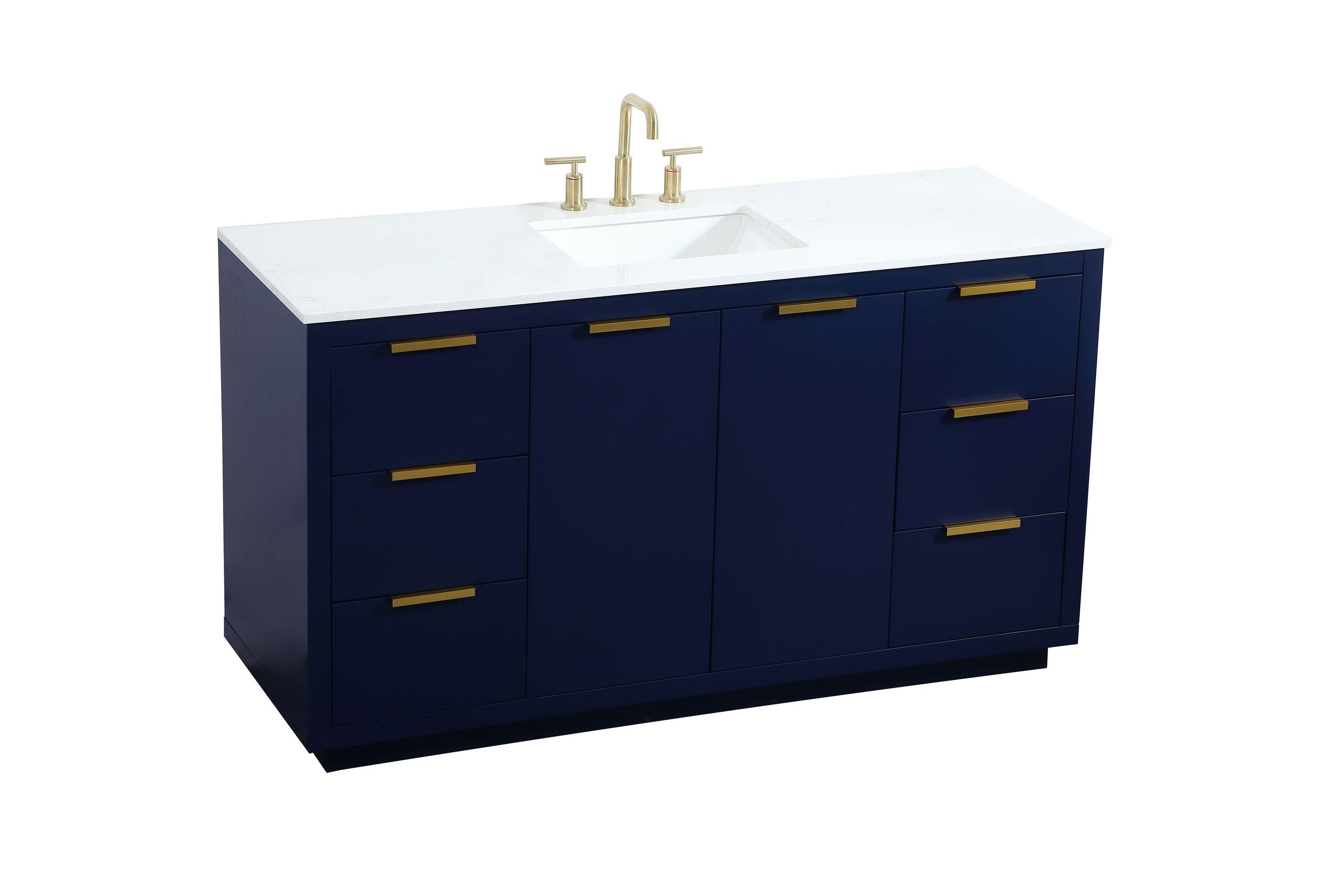 Elegant Decor Blake 60" Aluminum Alloy MDF Single Bathroom Vanity in Blue