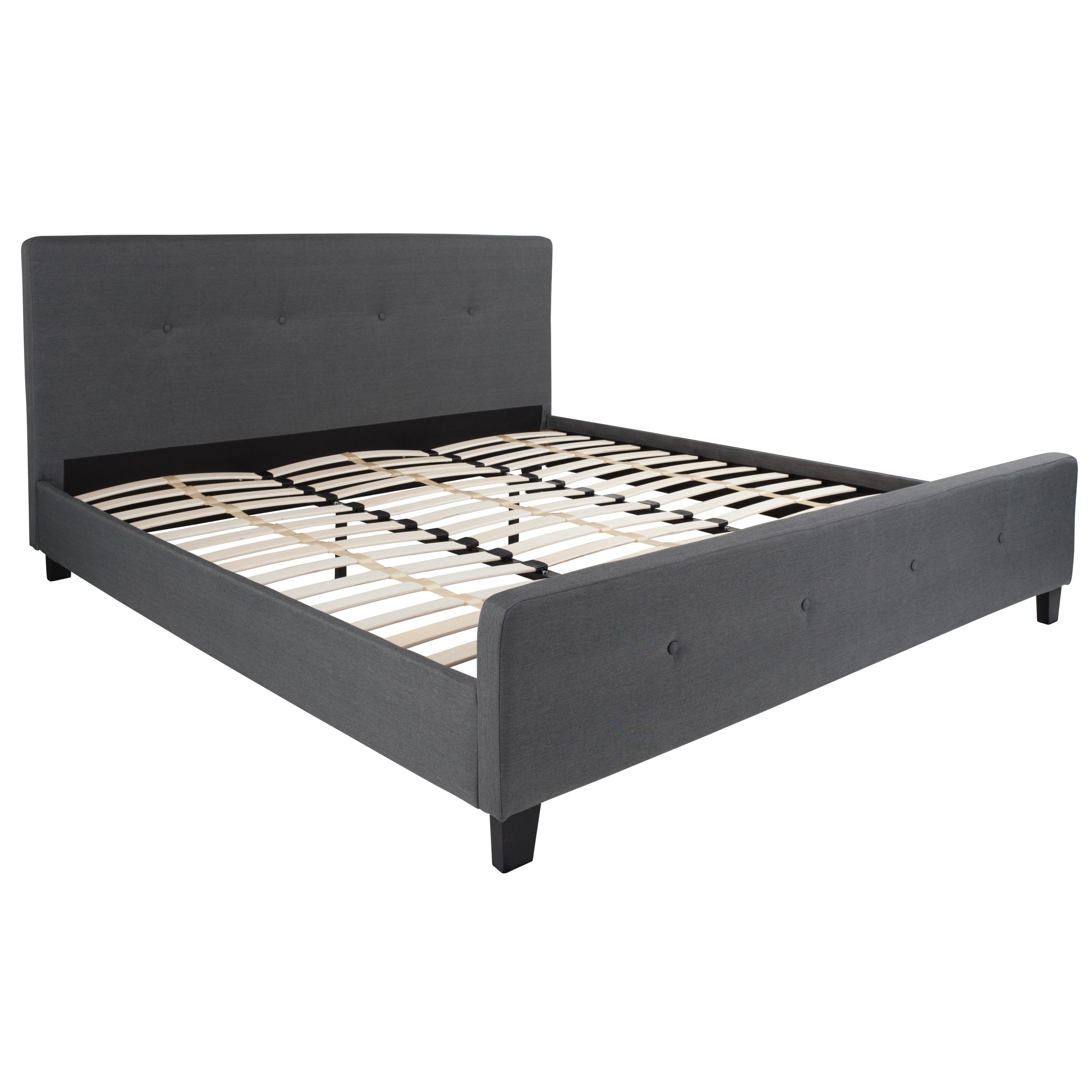 Flash Furniture Platform Bed,Tribeca,King,Dark Gray HG-32-GG