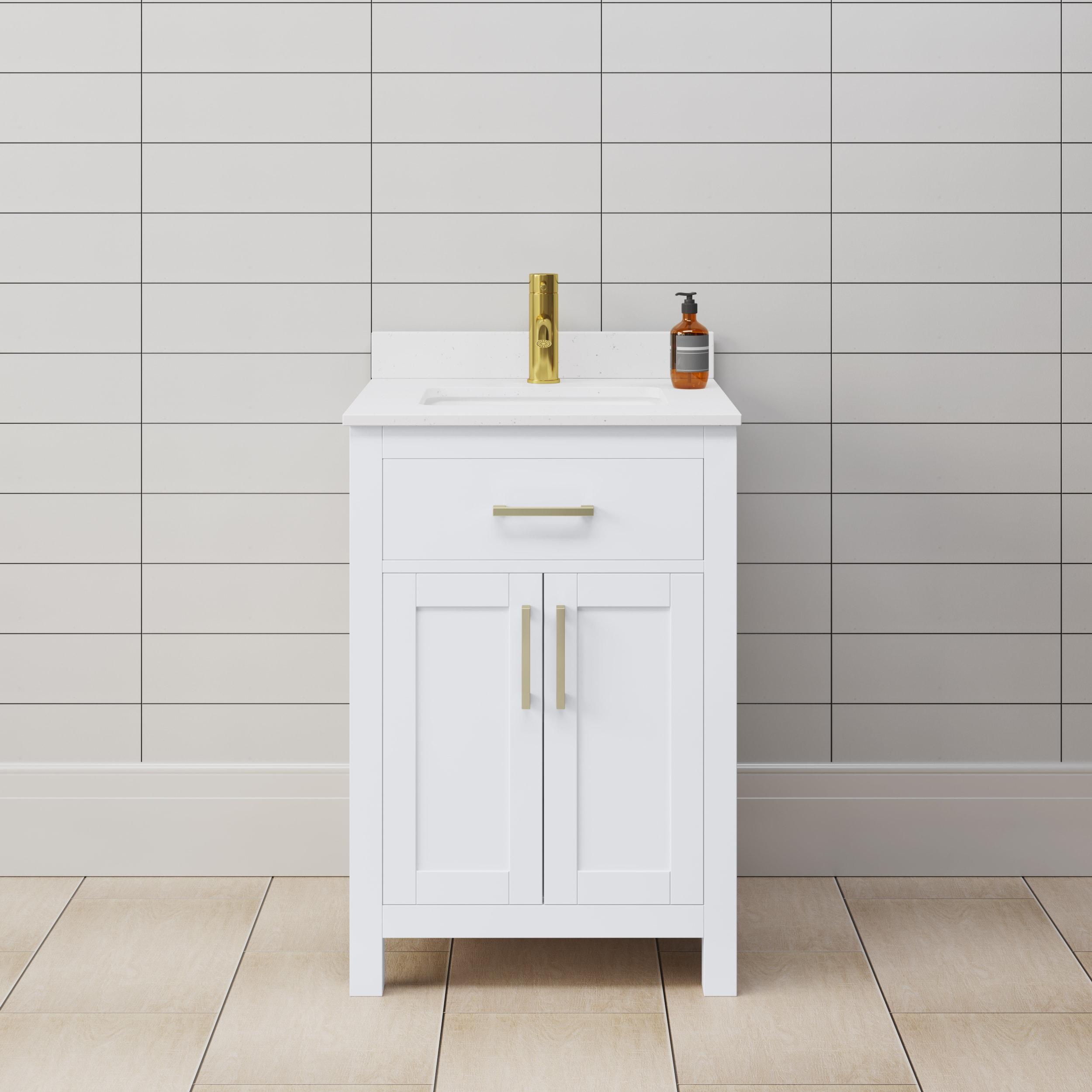 Wyndham Collection Beckett 24" Freestanding Single Bathroom Vanity with Cultured Marble Top