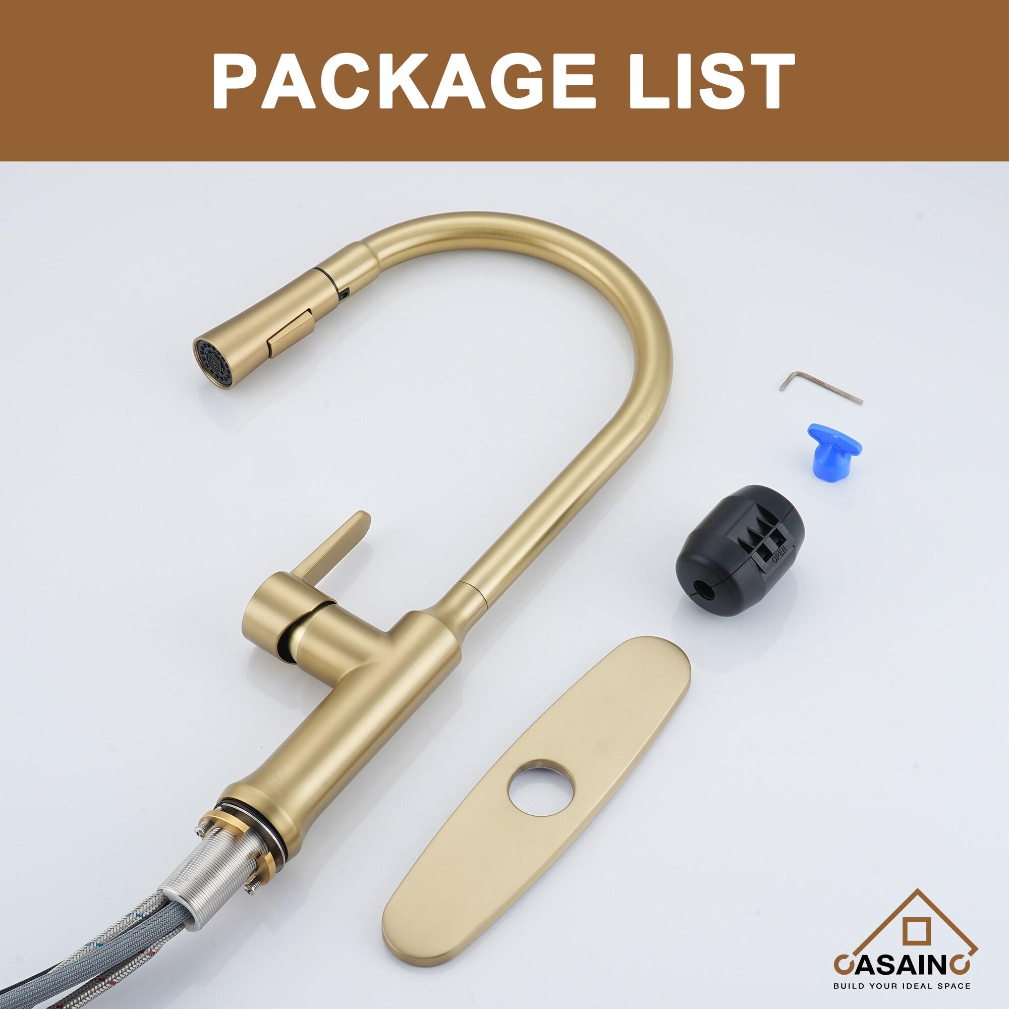 CASAINC 1.8 GPM Single-Handle Pull-Down Kitchen Faucet Single Hole Faucet