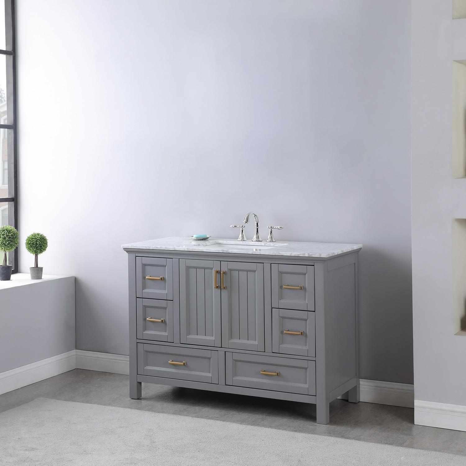 Isla 48" Marble Countertop Single Vanity w/o Mirror Gray