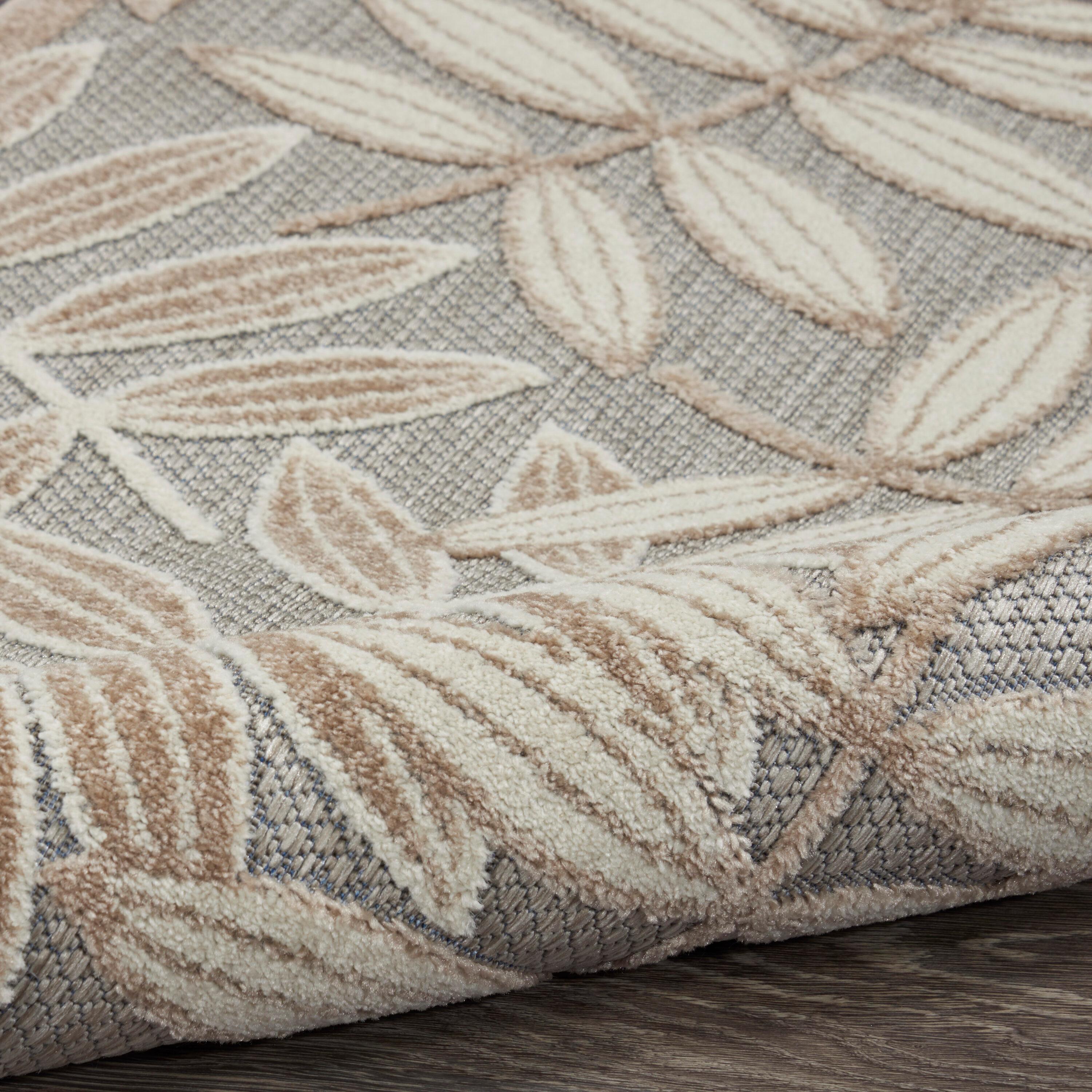 Nourison Aloha Floral Leaf Flatweave High-Low Indoor Outdoor Area Rug Natural 3'6" x 5'6"